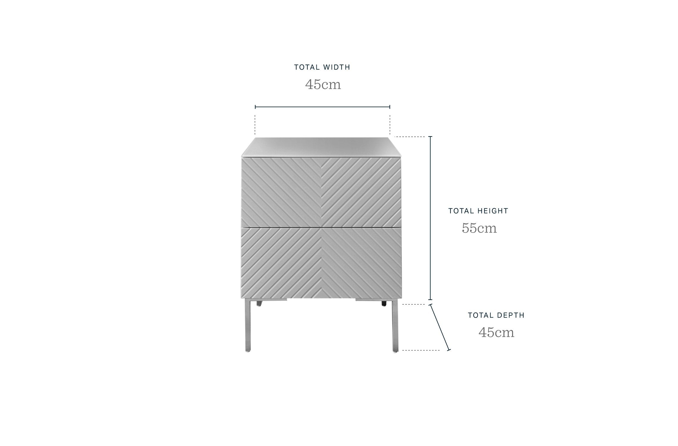 Noah white gloss 2 drawer bedside table