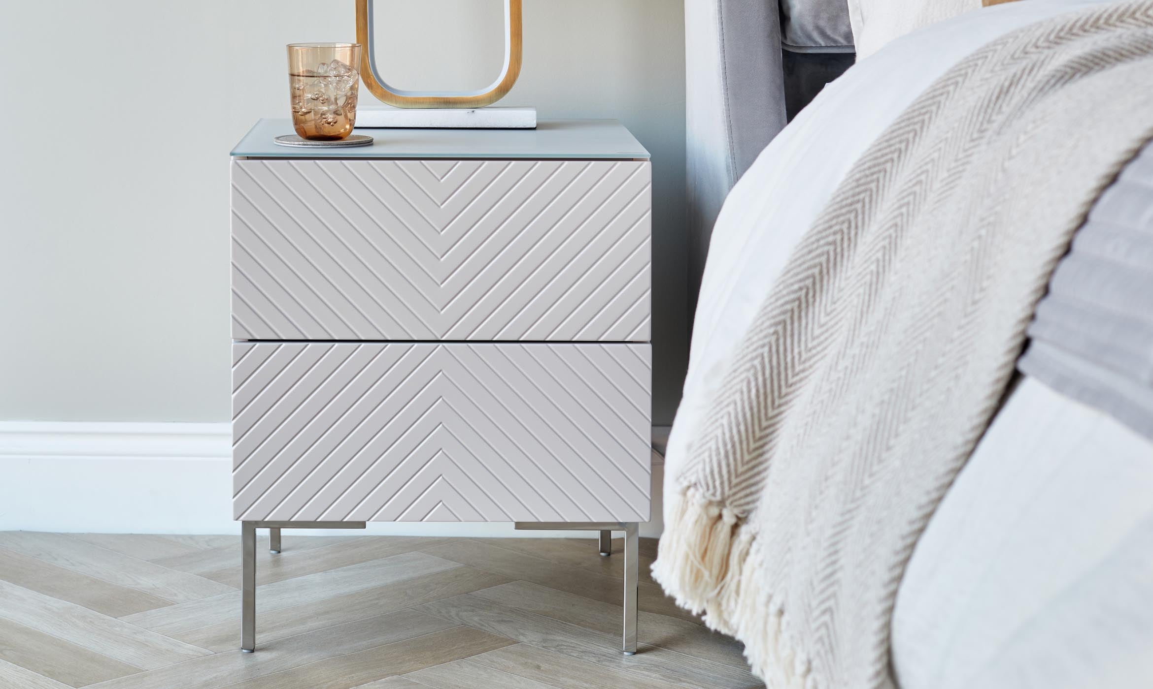 Noah stone 2 drawer bedside table