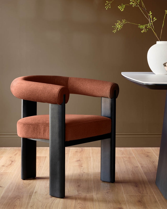 Orion toffee red plush fabric dining chair