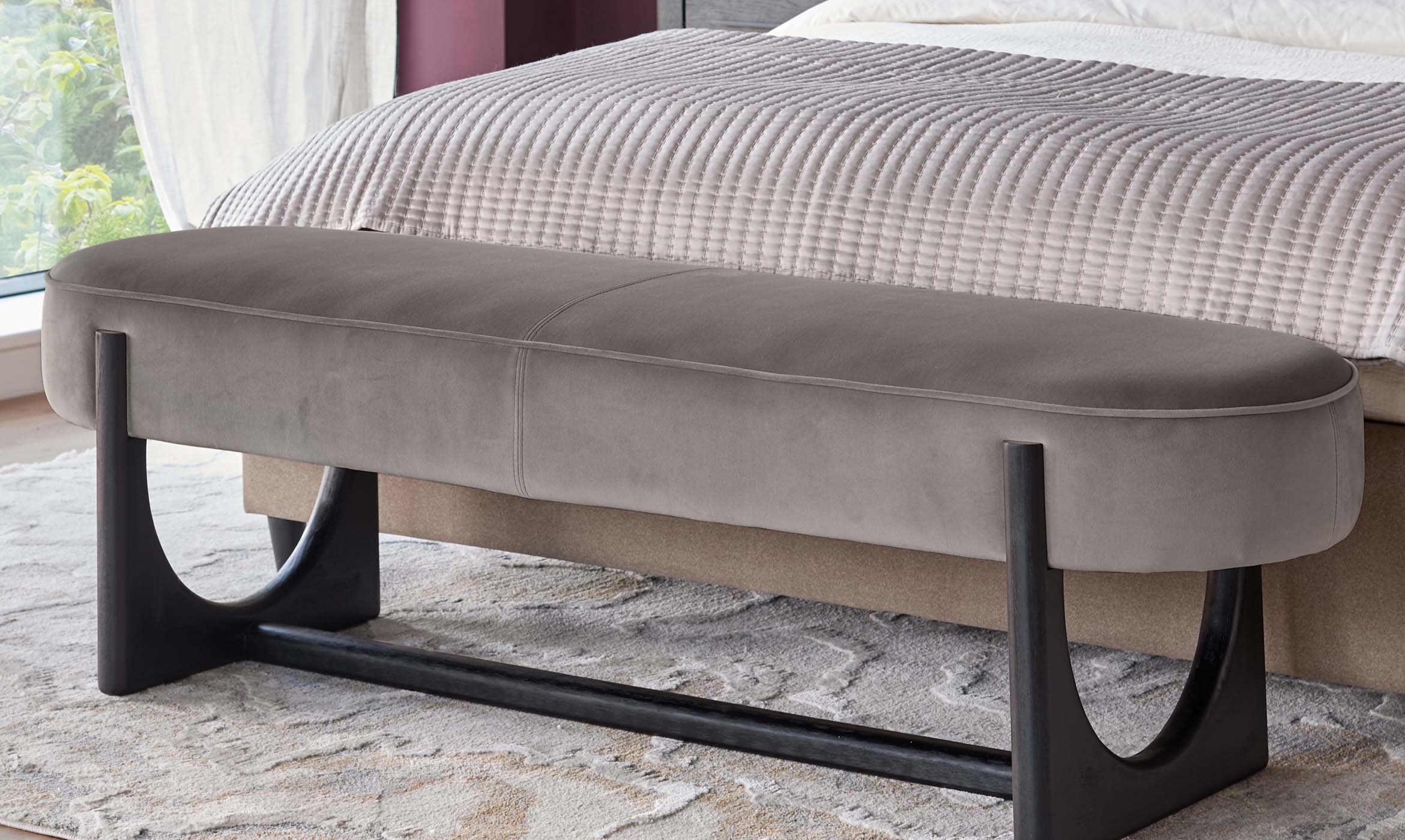 Orlan mocha velvet 3 seater dining bench without backrest