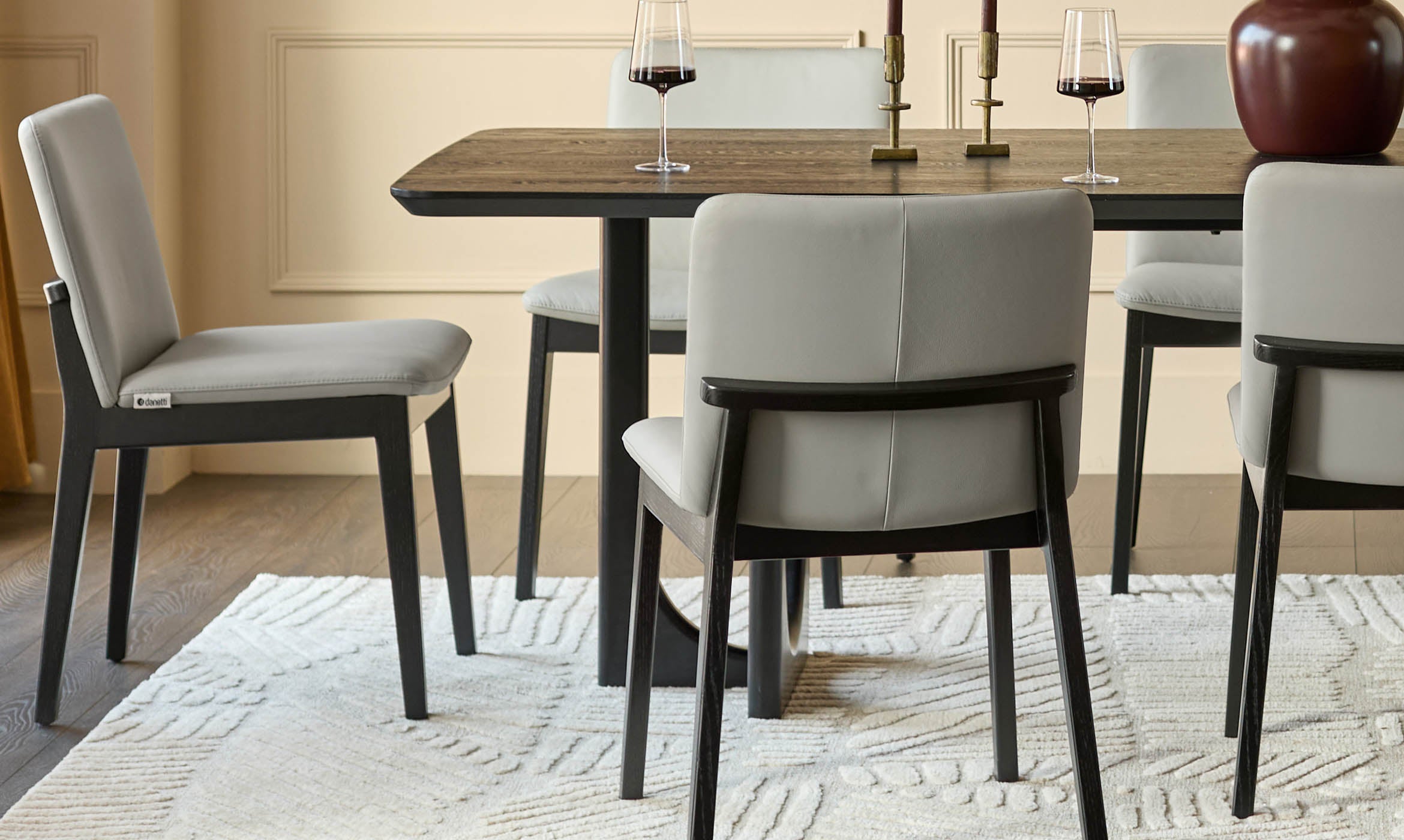 Otis light grey leather dining chair