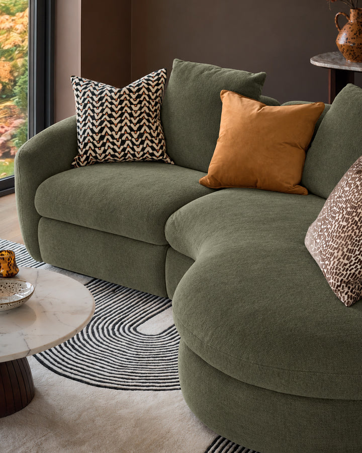 Ottilie olive green small fabric right hand facing chaise sofa