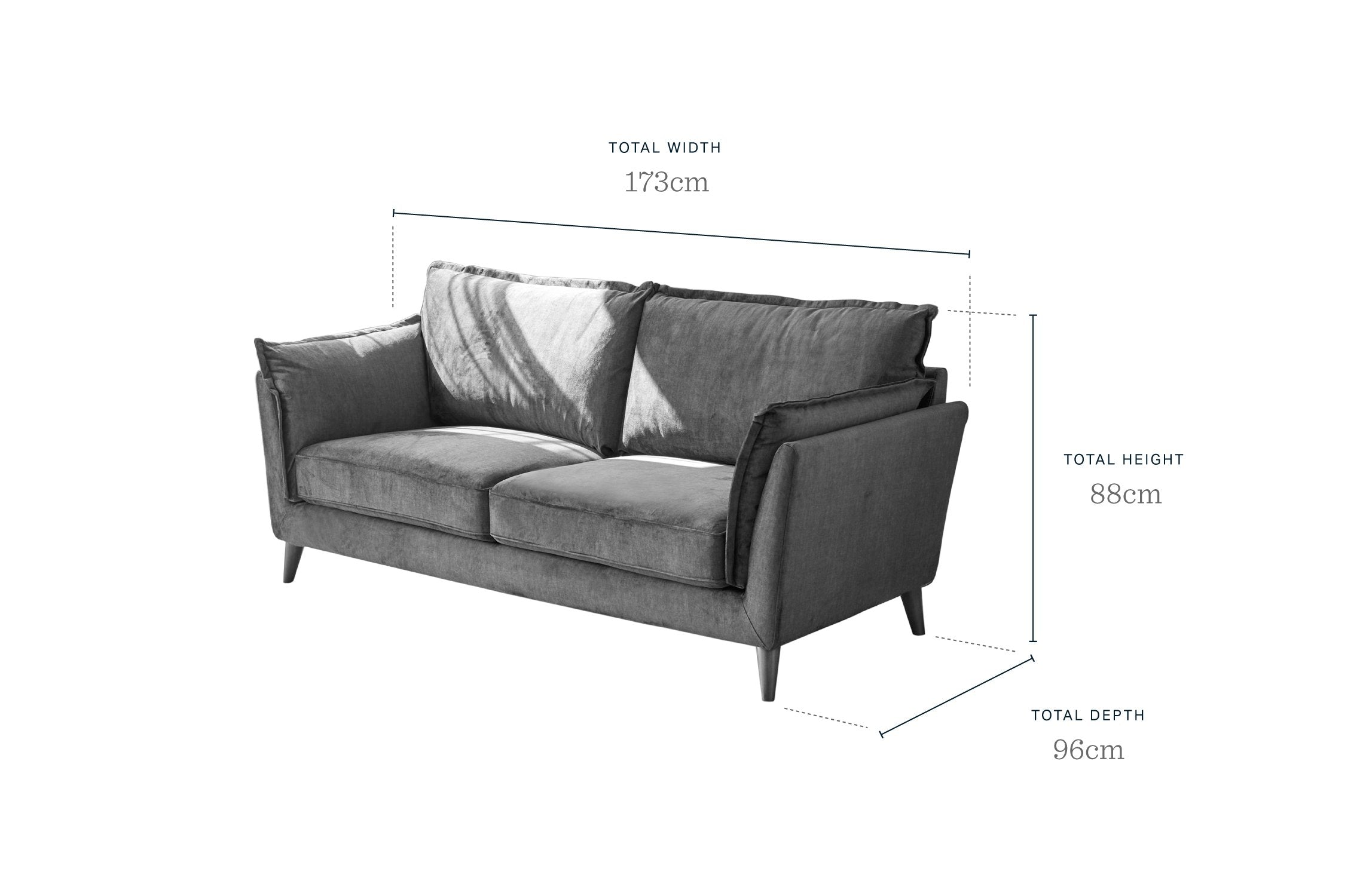 Otto Dark Blue Chenille 2 Seater Sofa