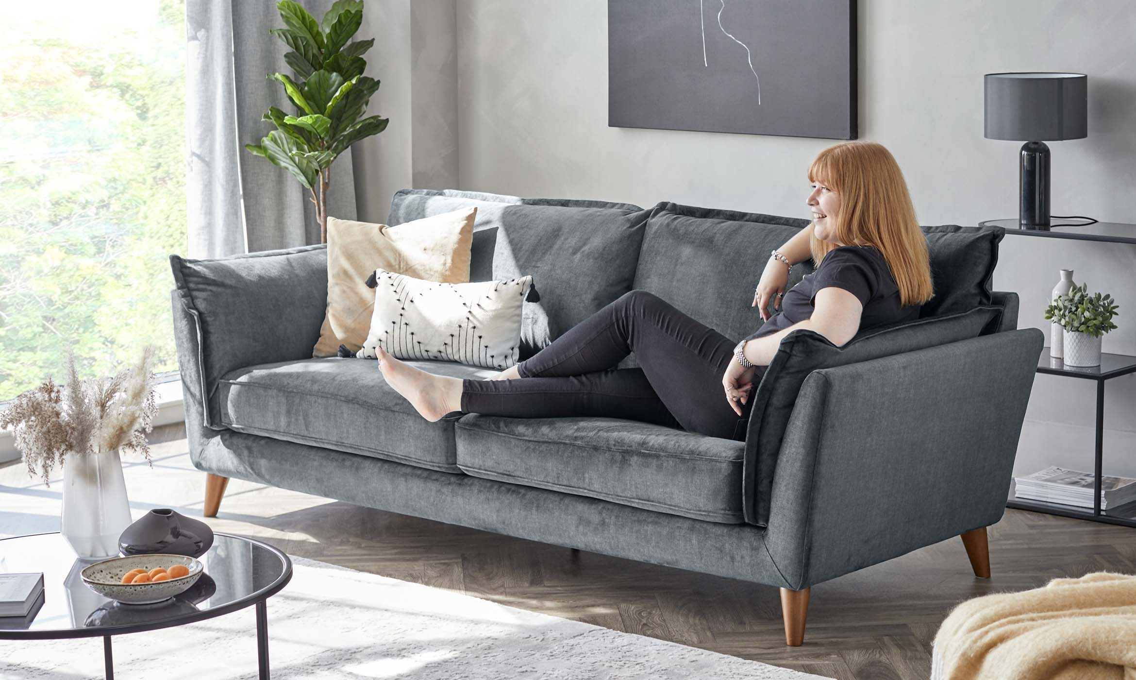 Otto Light Grey Chenille 3 Seater Sofa