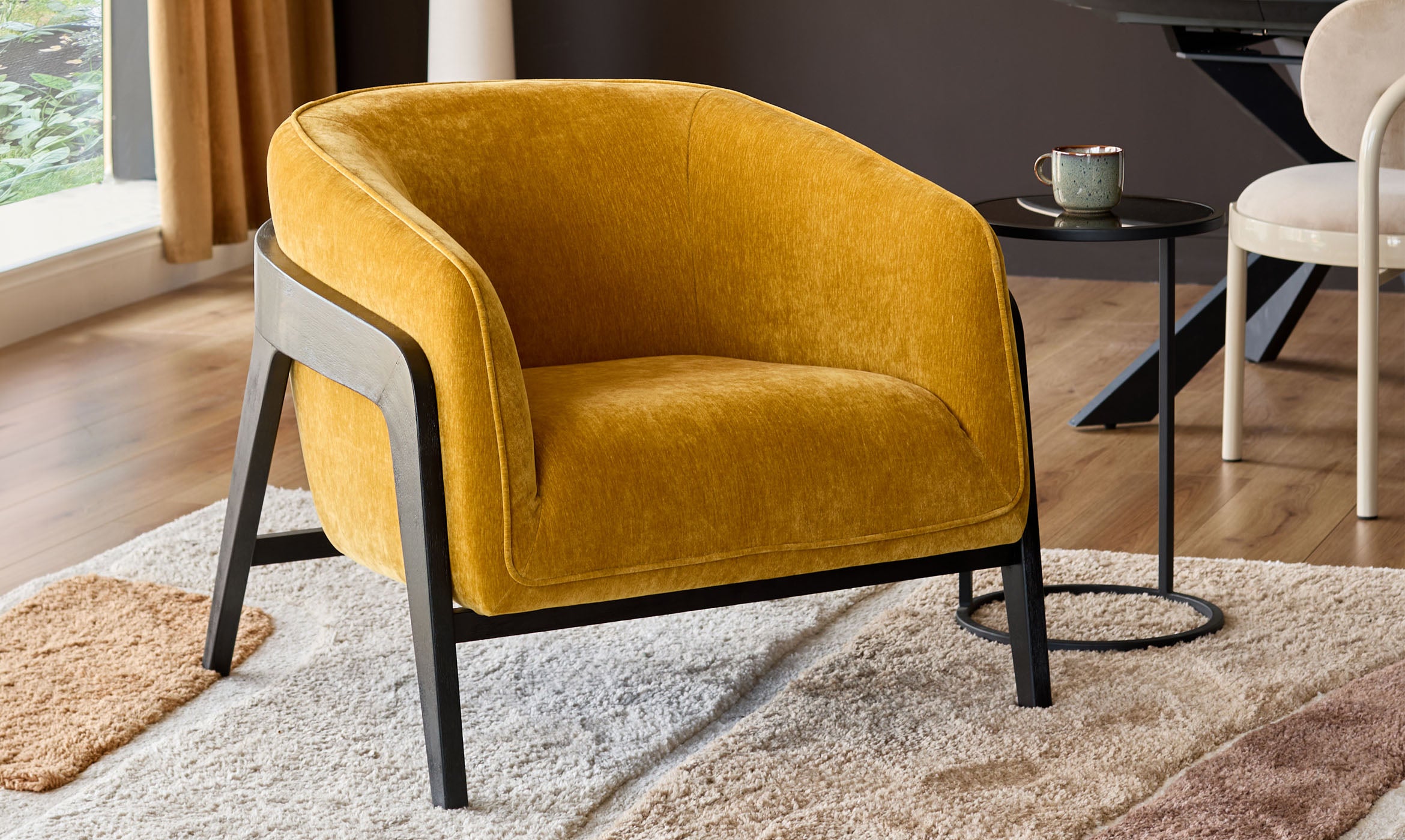 Palmer ochre fabric occasional chair