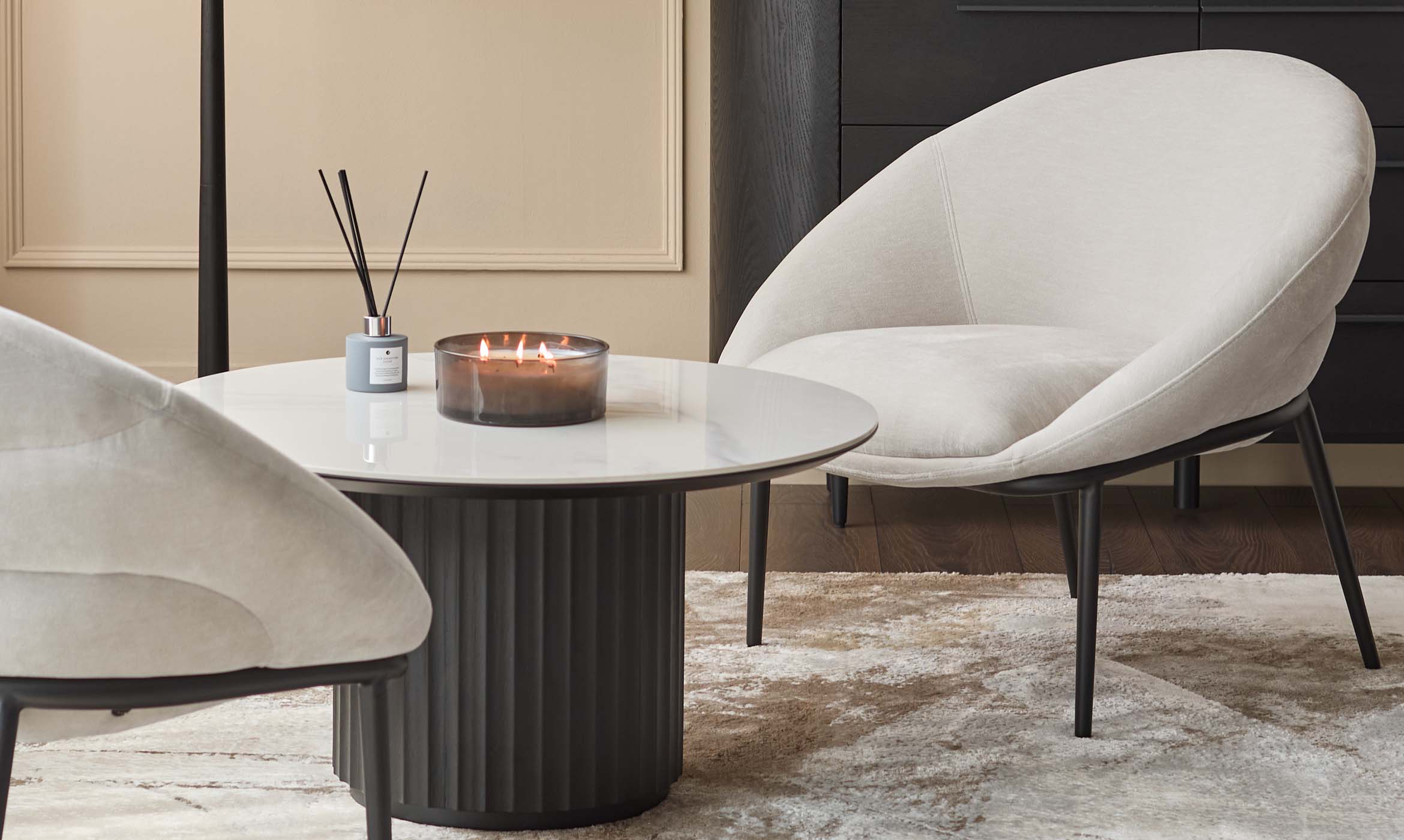 Phoebe grey fabric cocktail chair