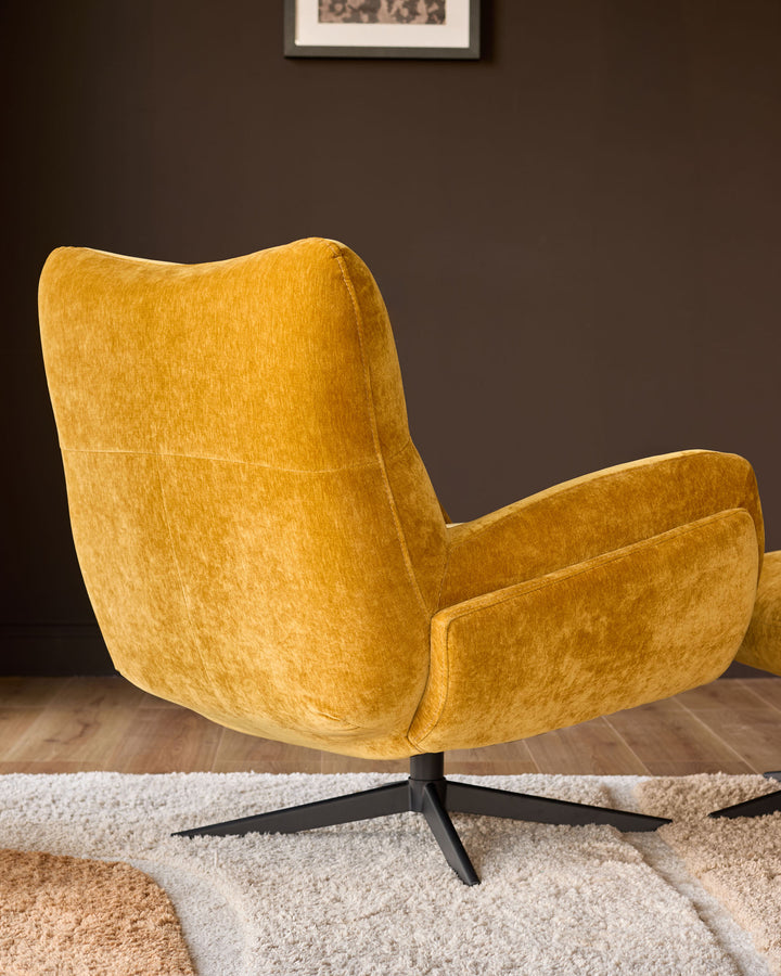 Piper ochre fabric occasional chair with footstool