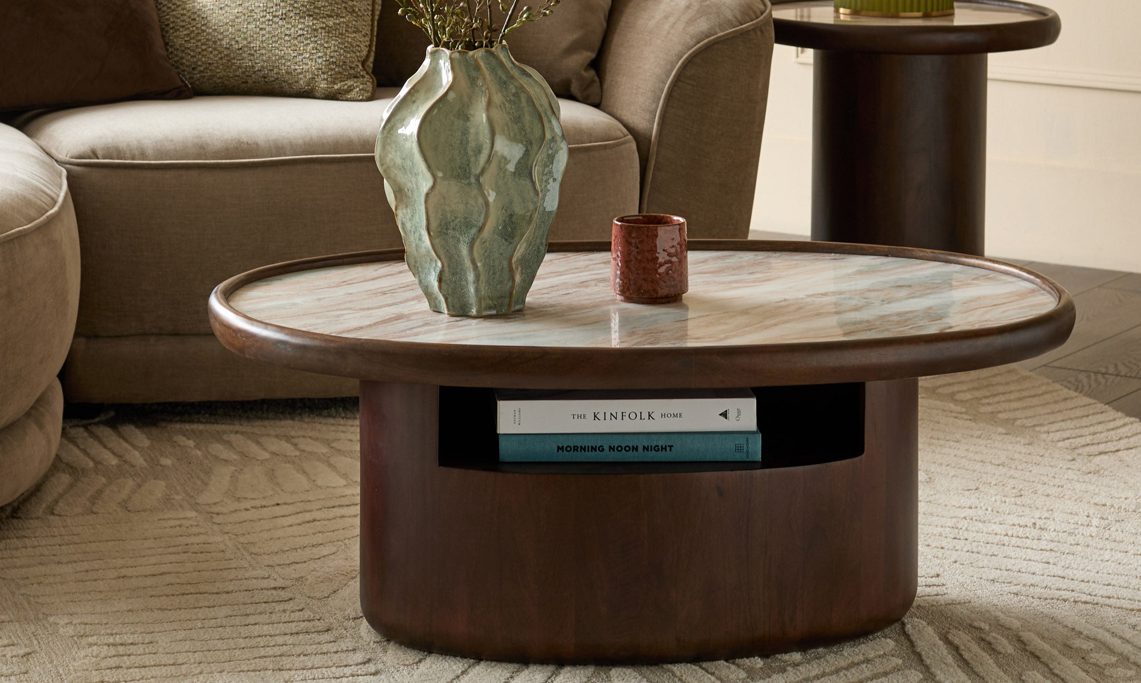 Rayna toronto marble dark wood coffee table