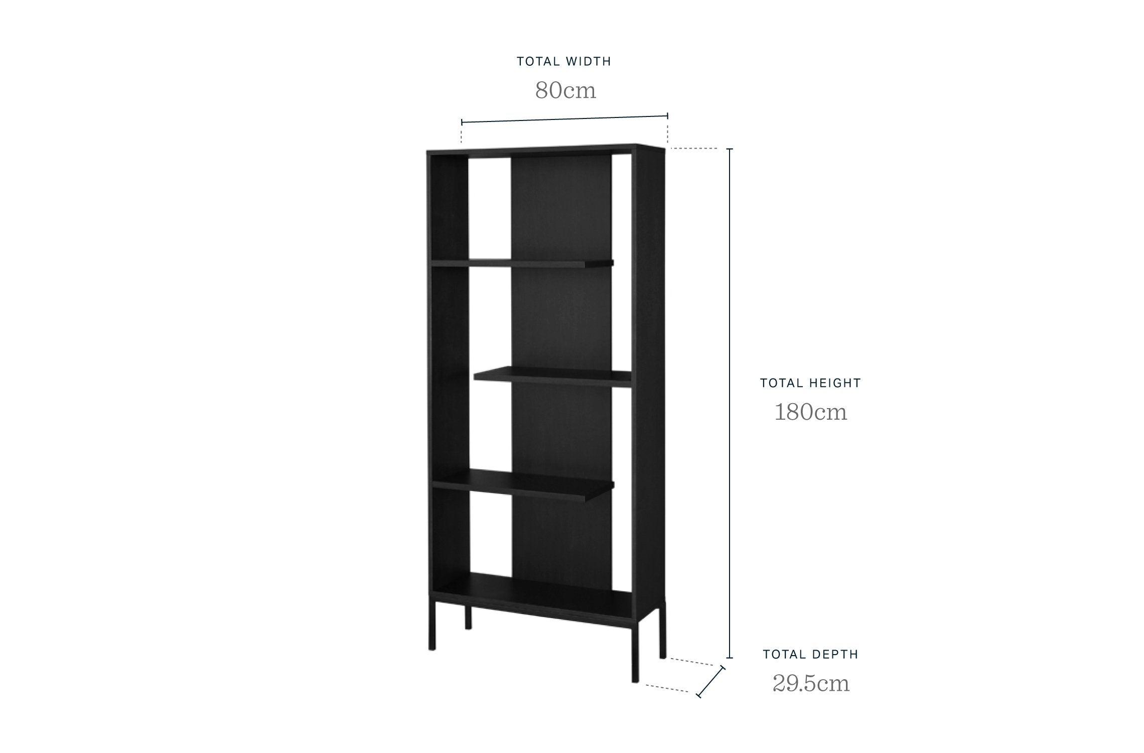 Reed Dark Walnut Tall Storage Shelving Unit With Black Legs
