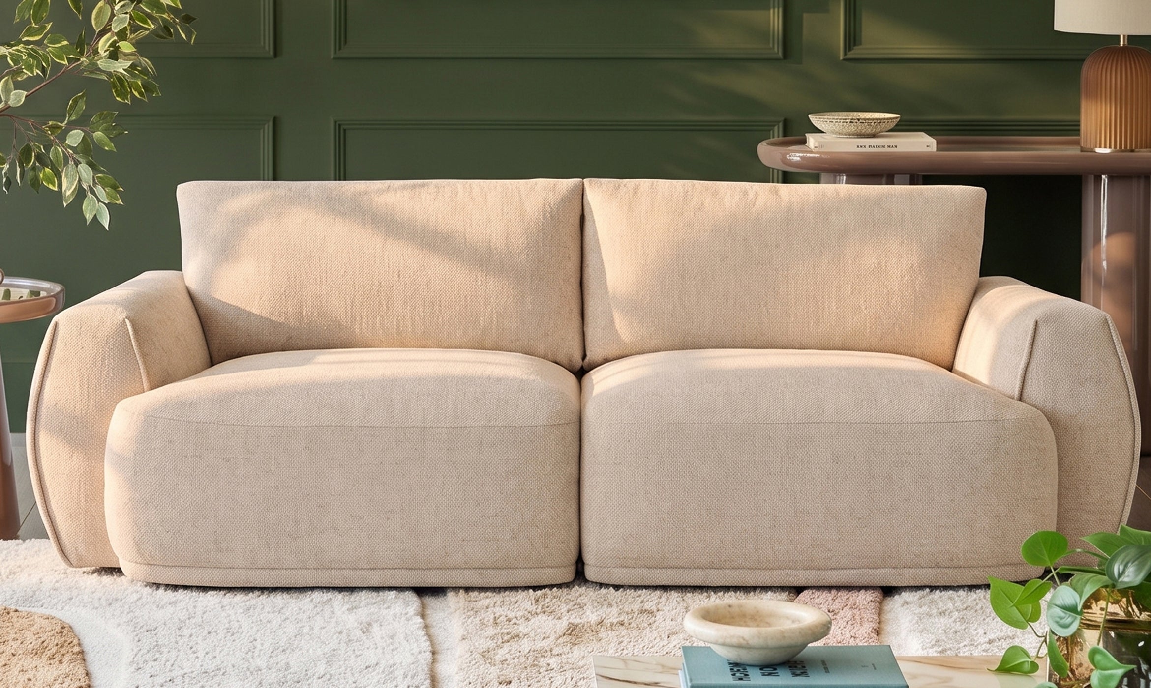 Renato natural chunky weave 3 seater sofa