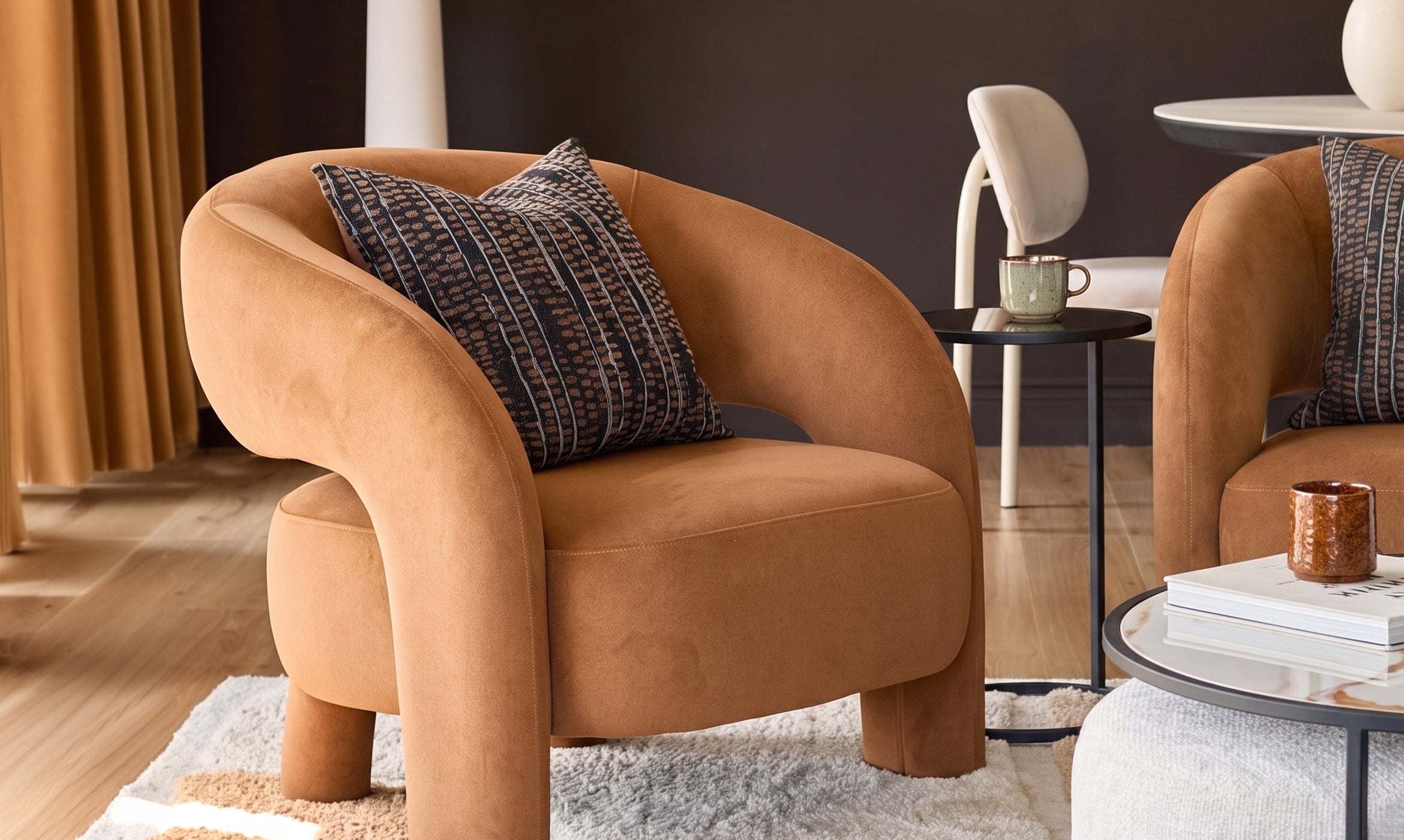 Rhett caramel fabric accent chair