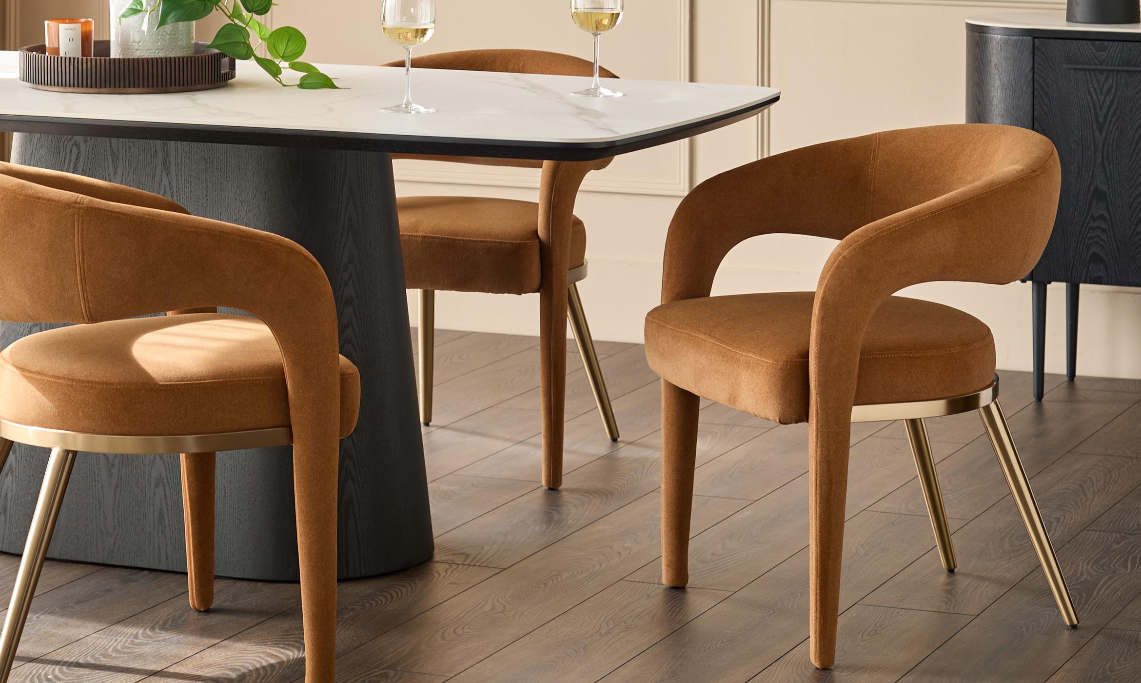 Rhett caramel fabric dining chair