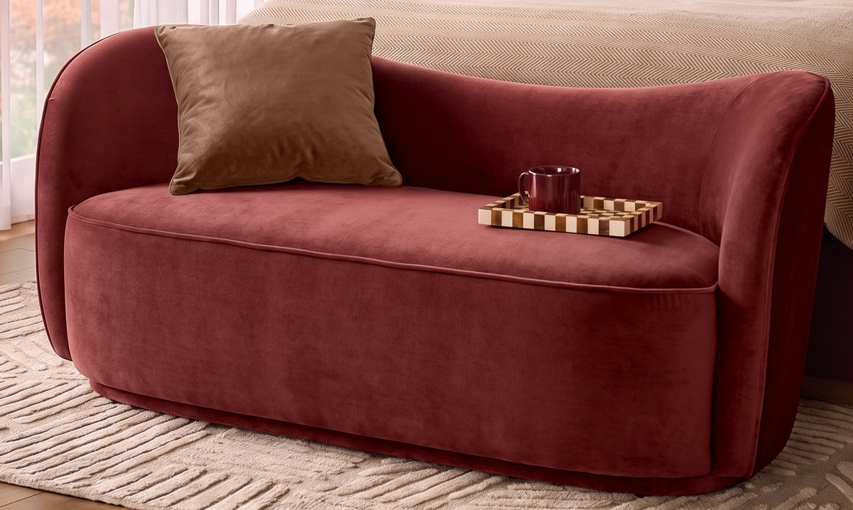 Rhiannon toffee red velvet accent sofa