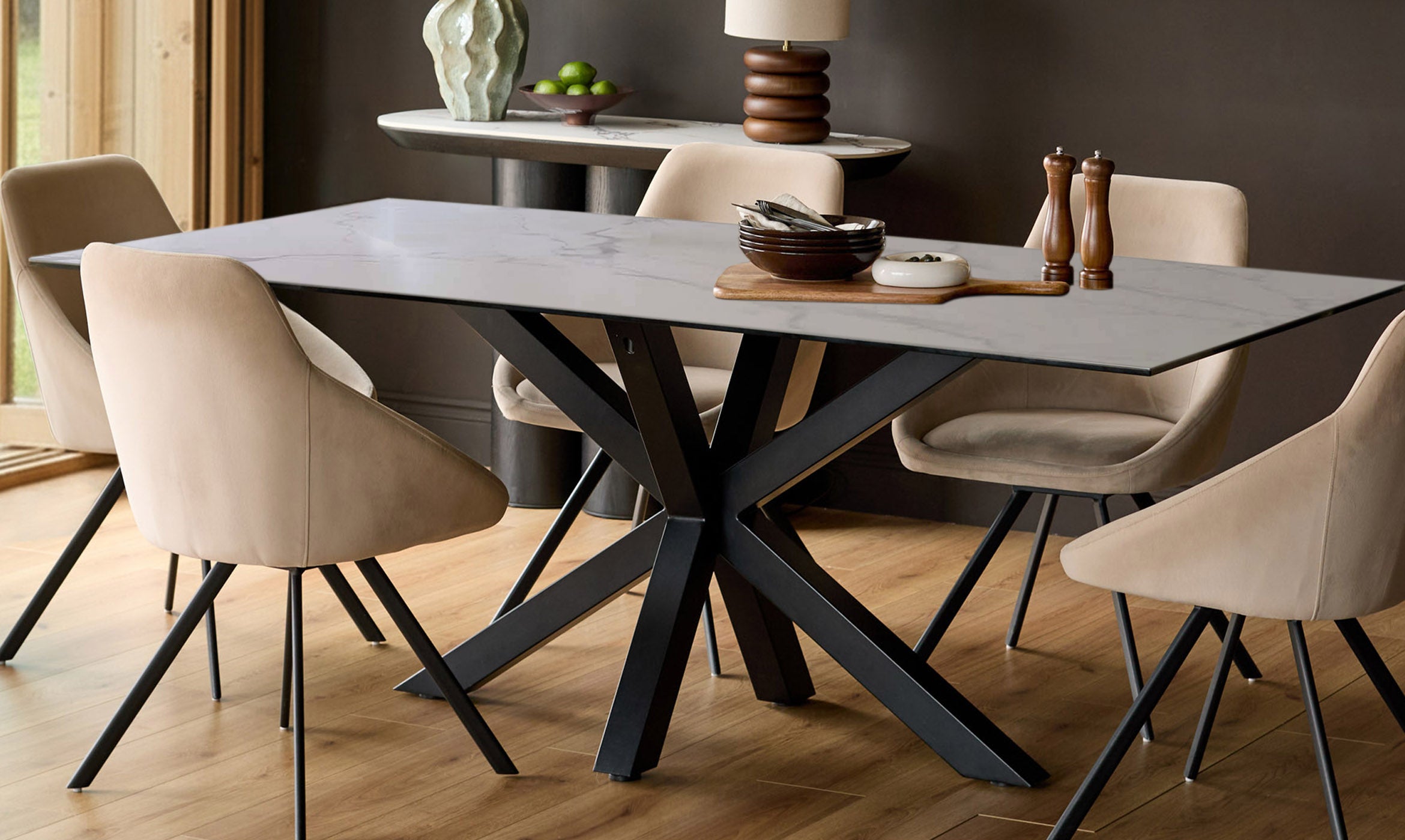 Riley white ceramic 8 seater dining table