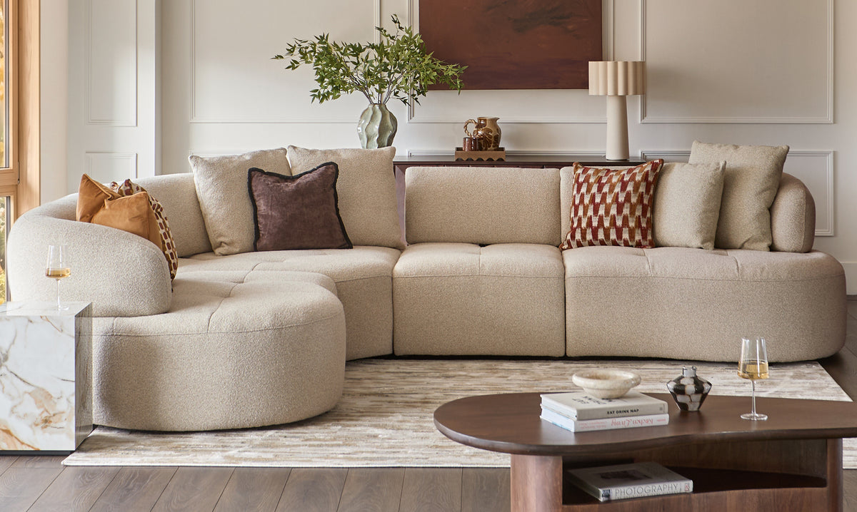 Rinna natural fabric large corner sofa