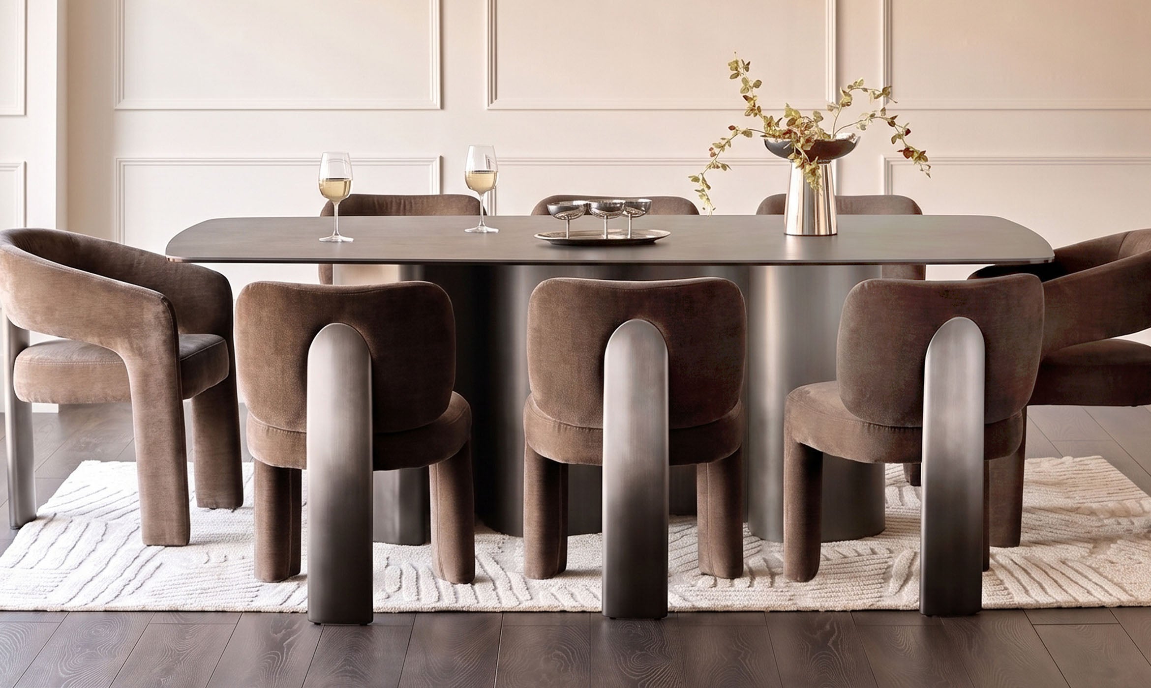 Rosalie mocha chenille dining chair