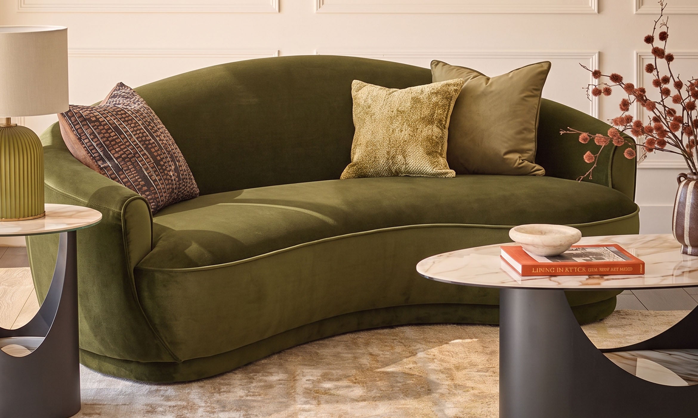 Rosetta pistachio green fabric 3 seater sofa