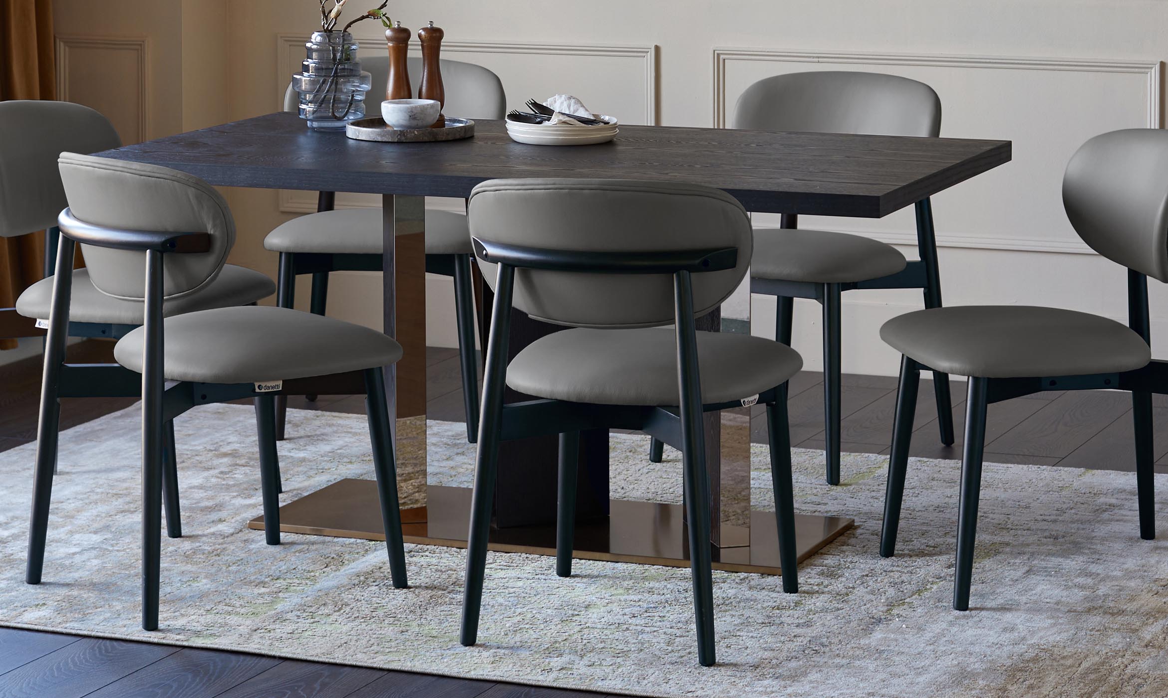 Ryann dark grey leather dining chair