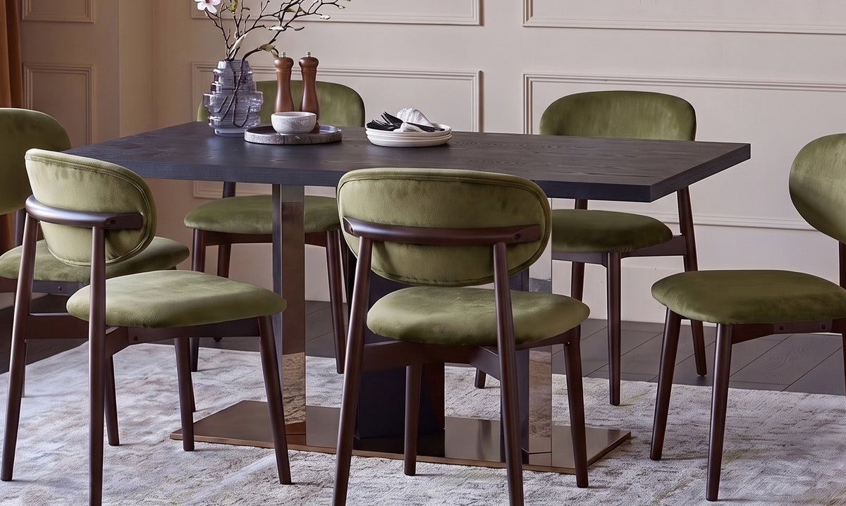 Ryann olive green velvet dining chair - set of 2