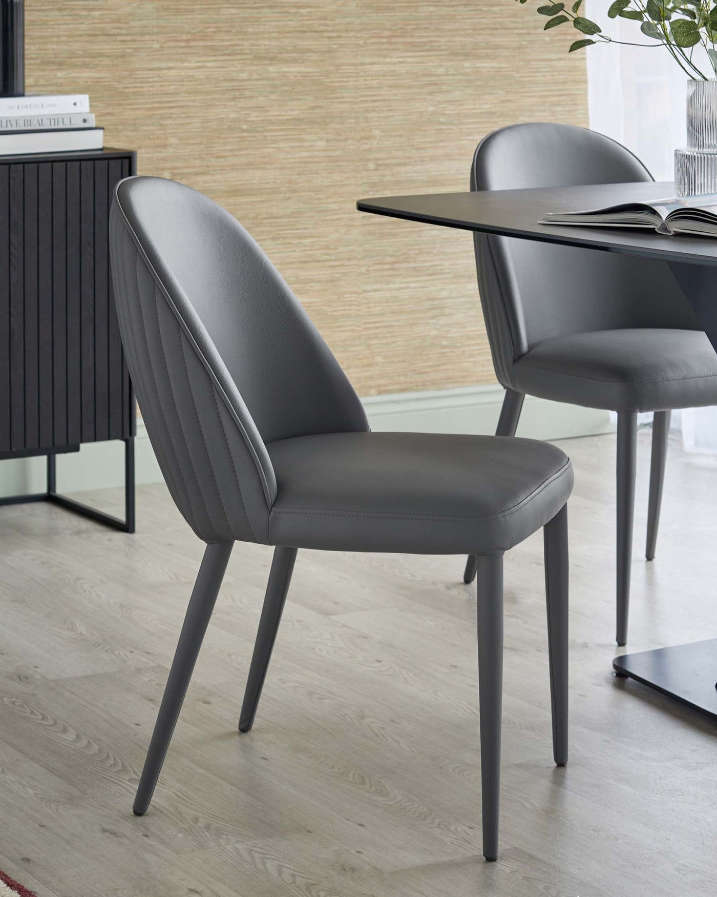 Saylor dark grey faux leather dining chair