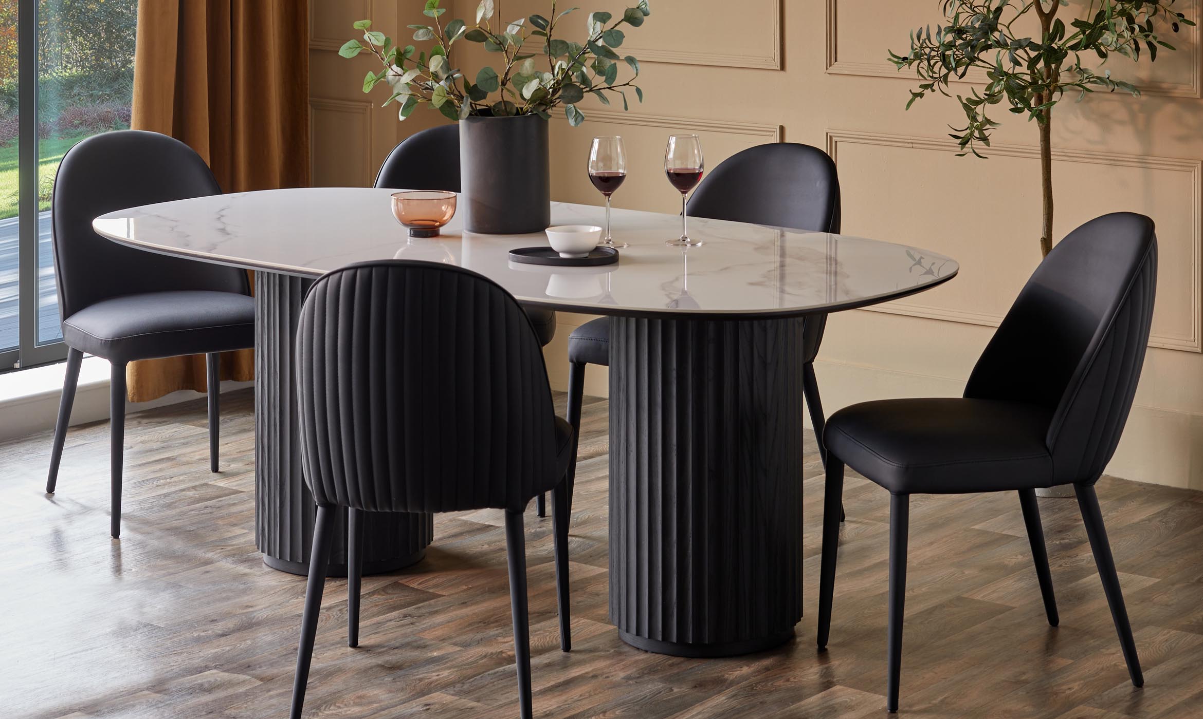 Saylor black faux leather dining chair