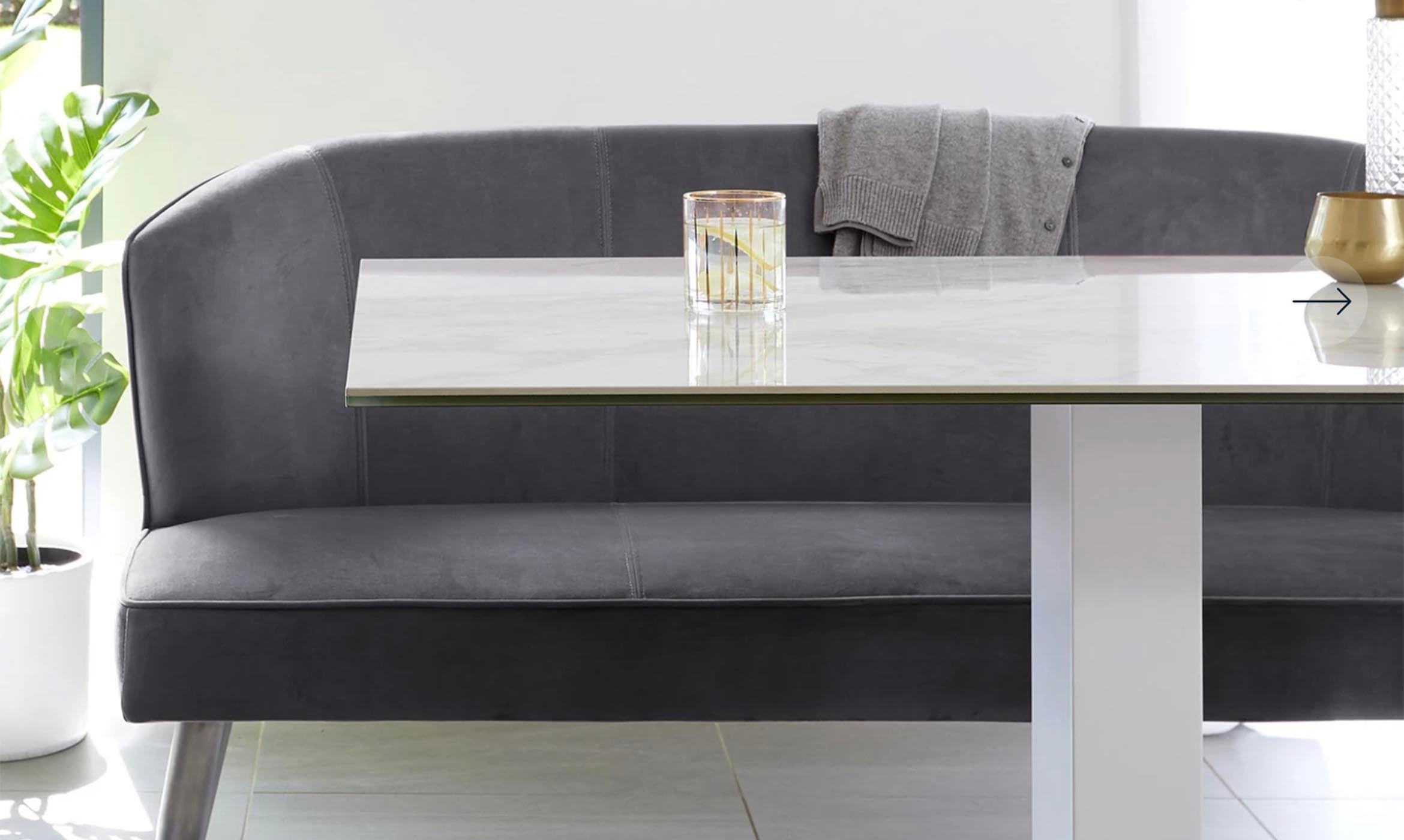 Mellow Dark Grey Velvet 3 Seater Bench With Backrest