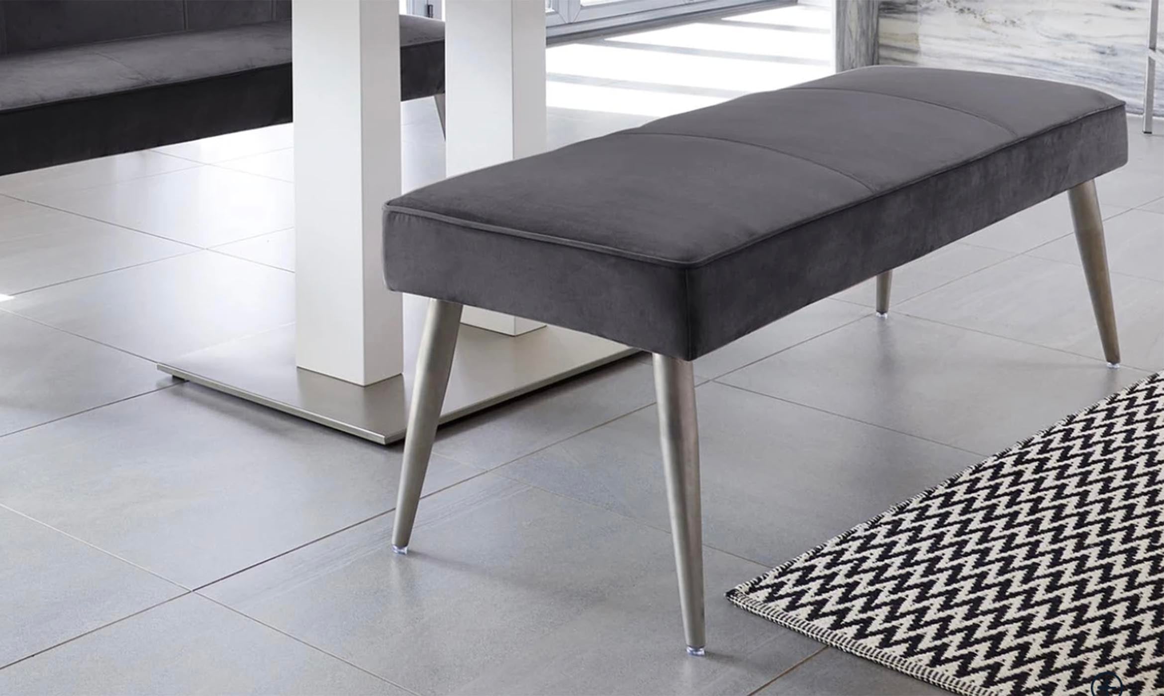 Mellow Dark Grey Velvet 3 Seater Bench Without Backrest