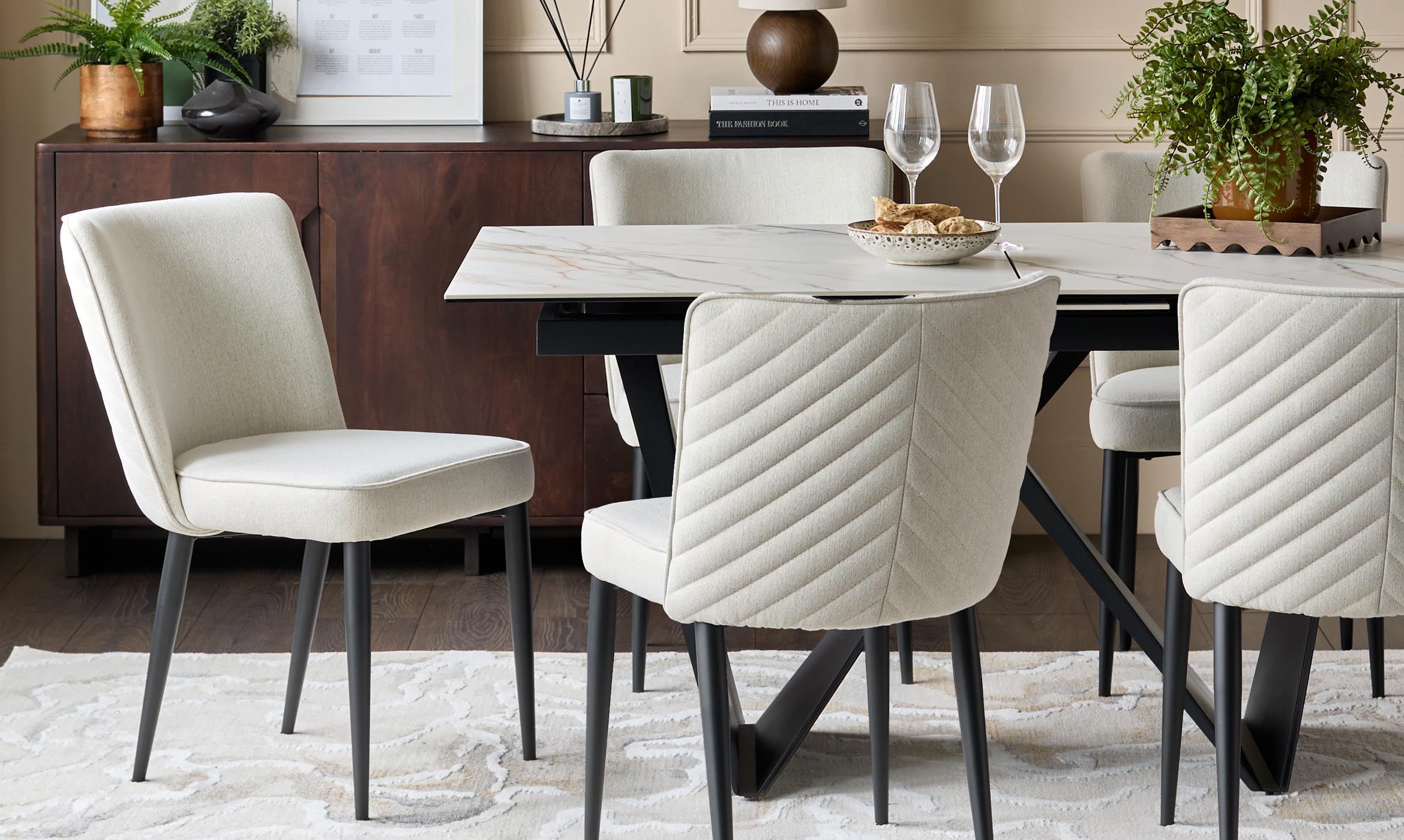 Serena ivory dual tone fabric dining chair