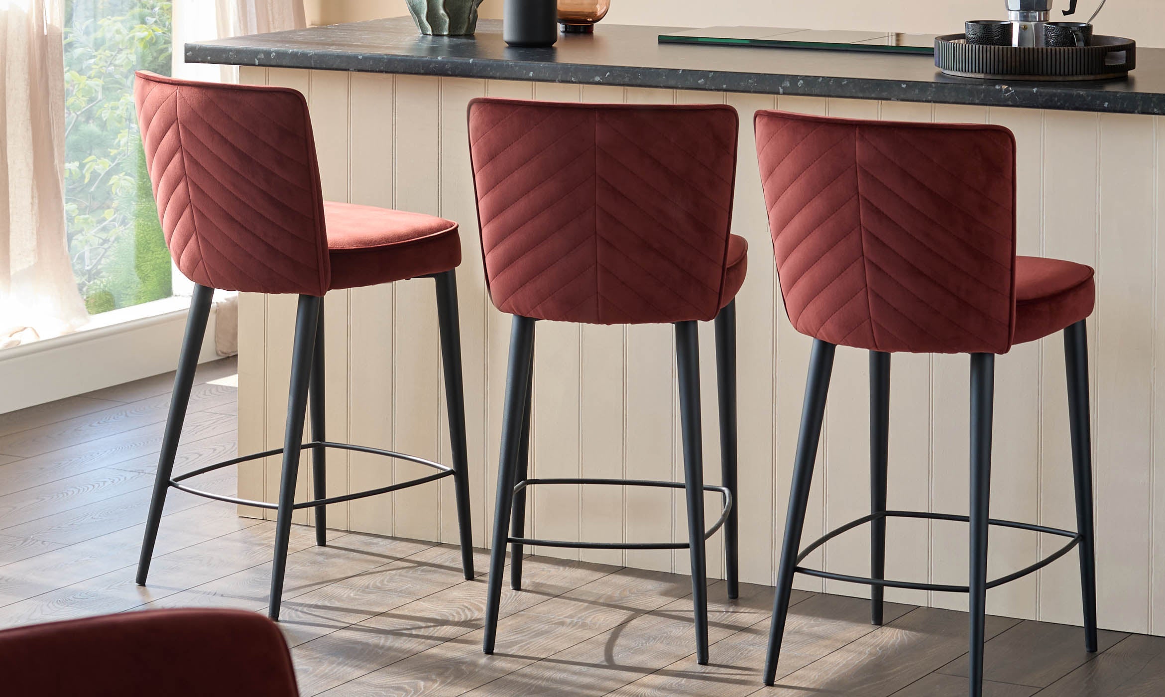 Serena toffee red velvet bar stool