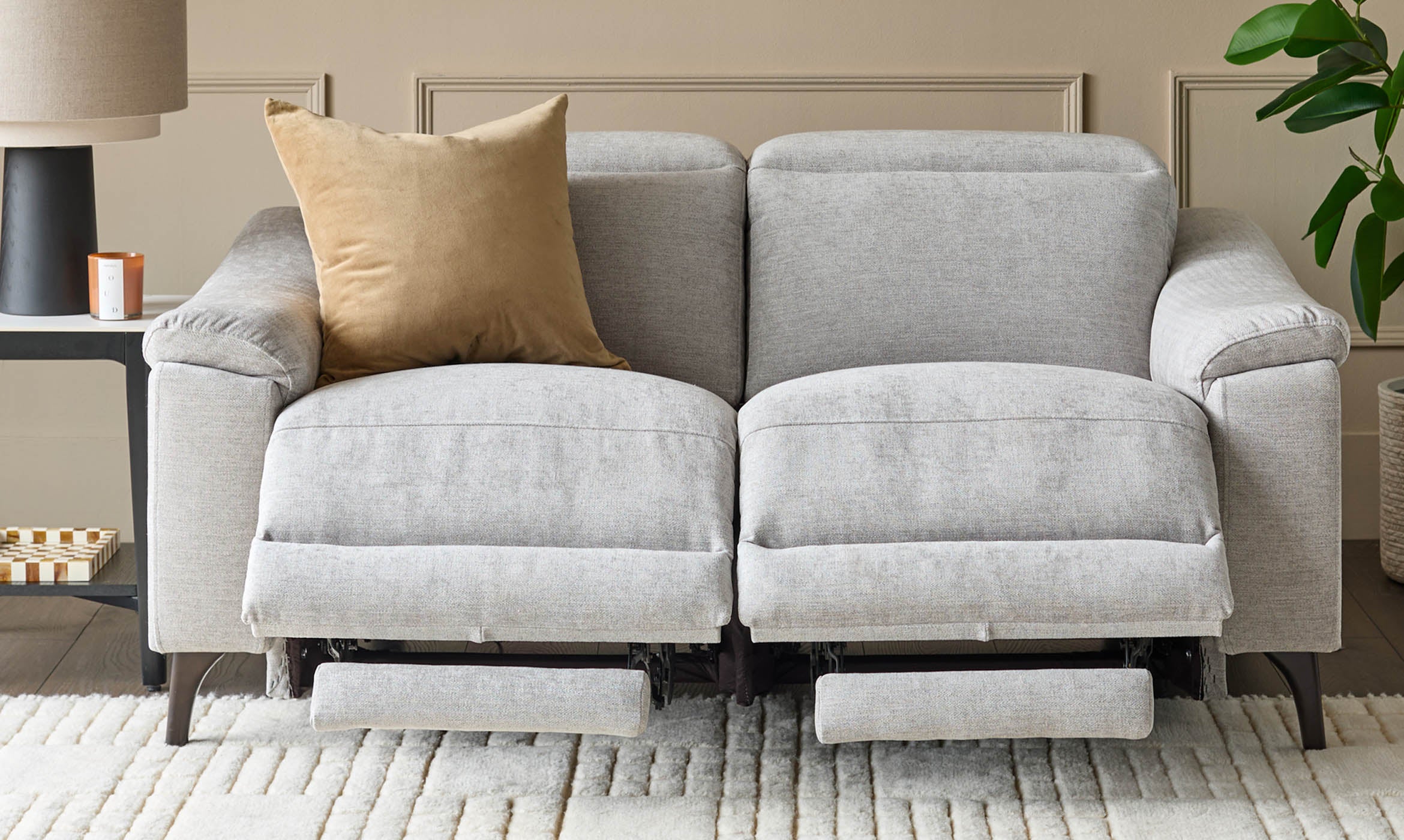 Serene Grey Fabric 2 Seater Recliner Sofa