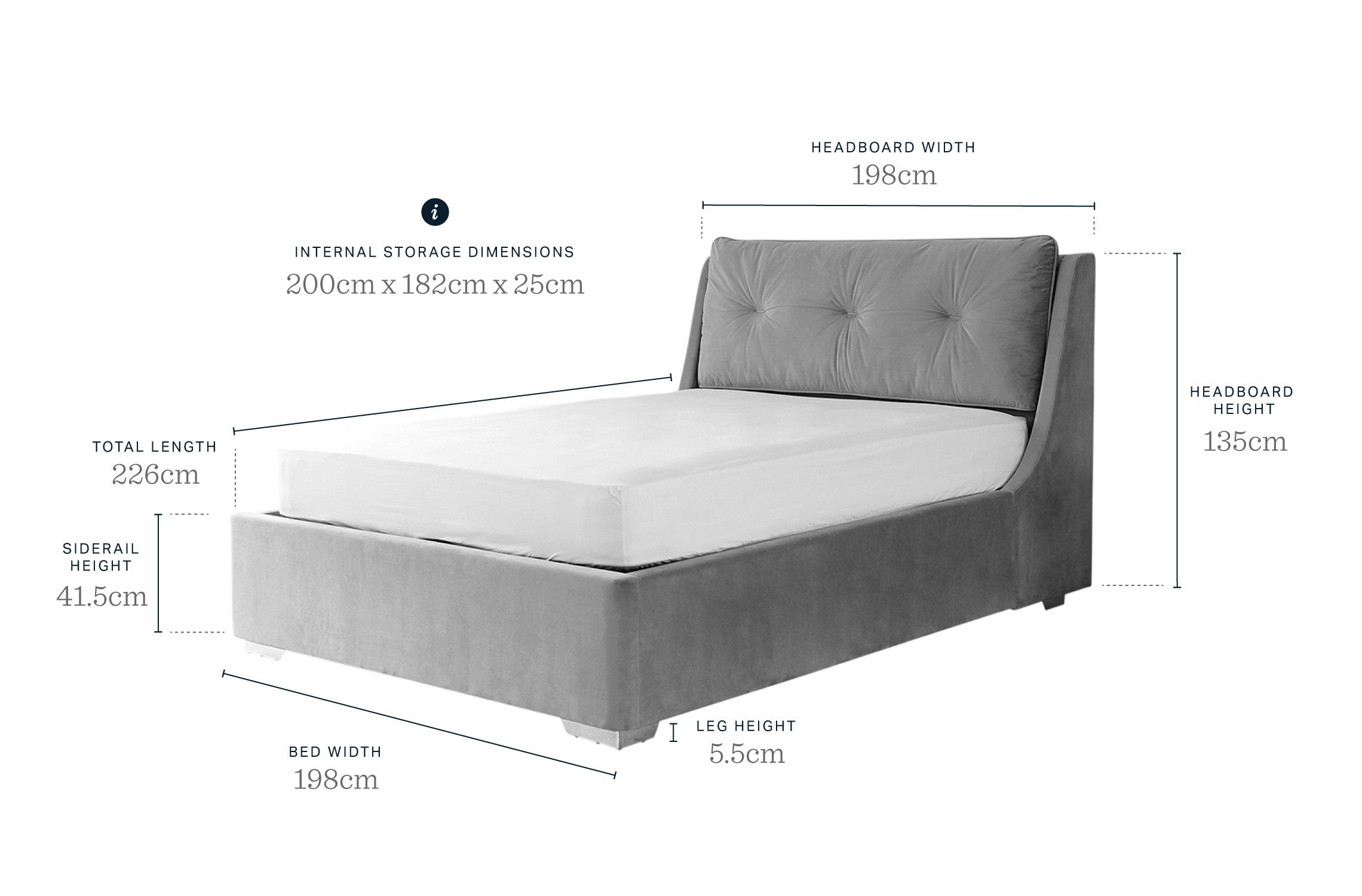 Siesta champagne velvet super king size ottoman storage bed