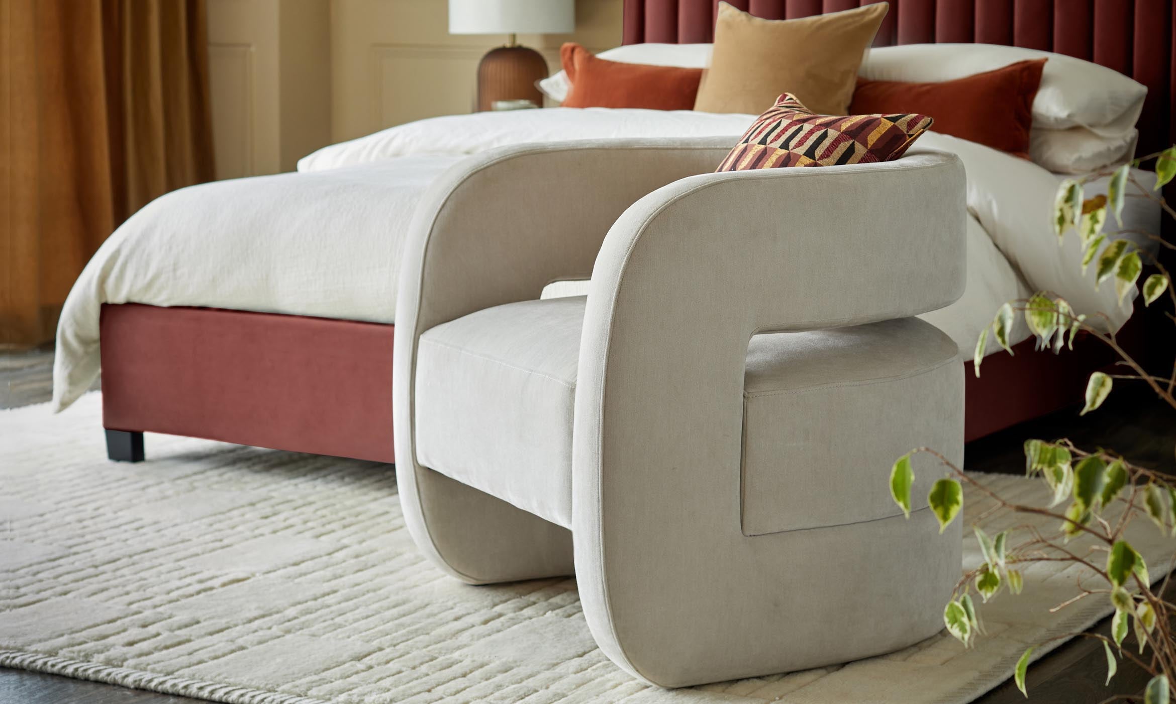 Silas natural grey fabric accent chair