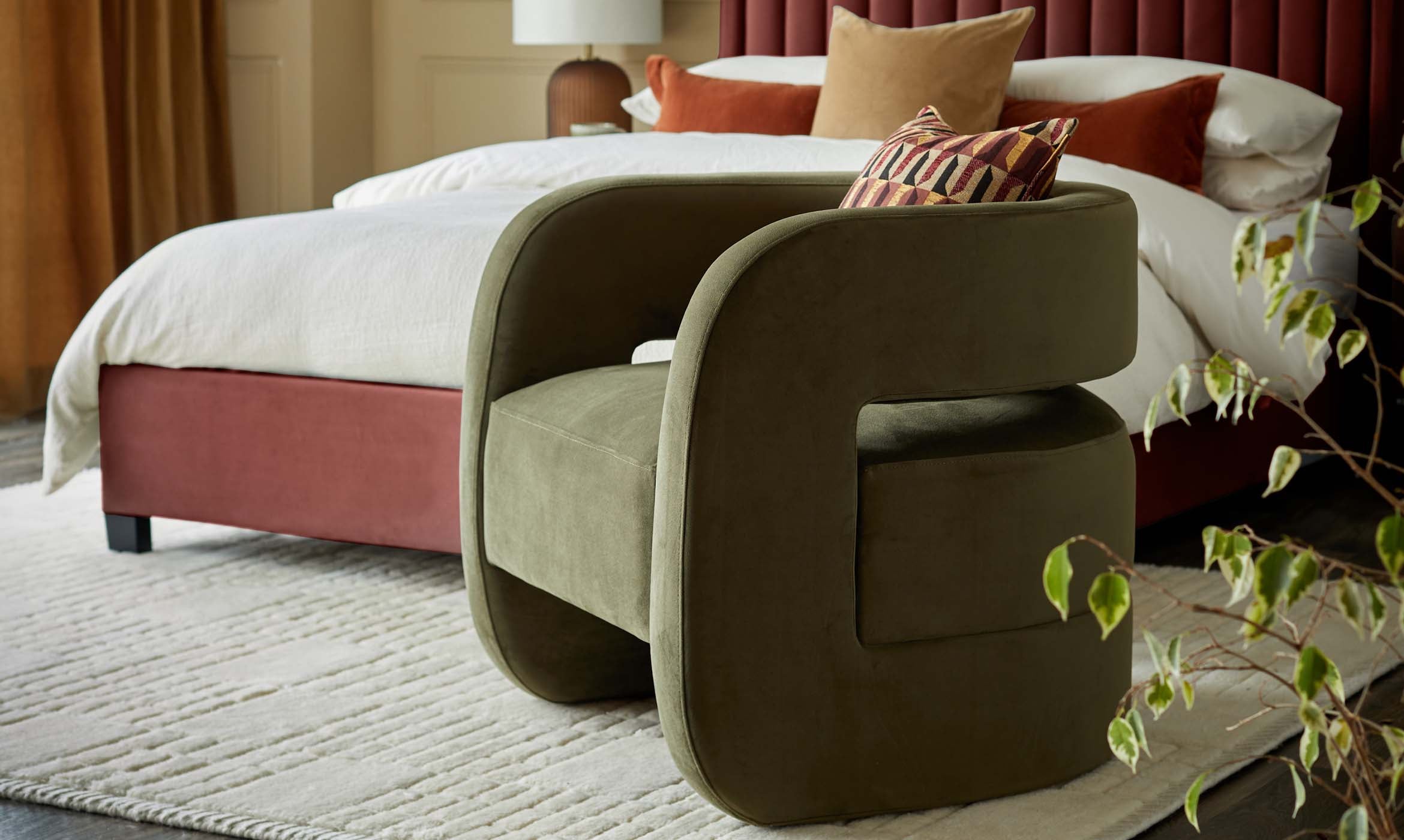 Silas olive green velvet accent chair