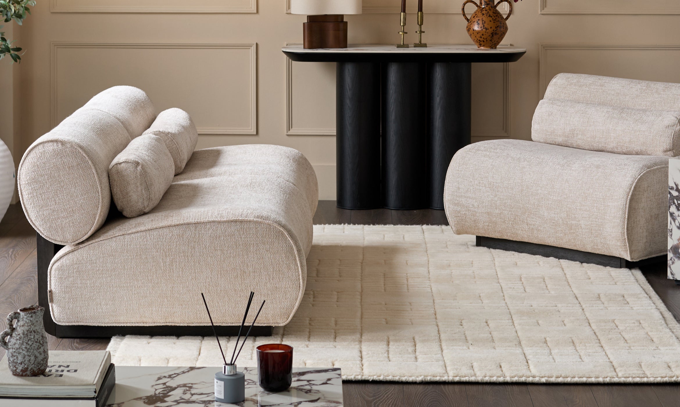 Sofia natural fabric 3 seater sofa