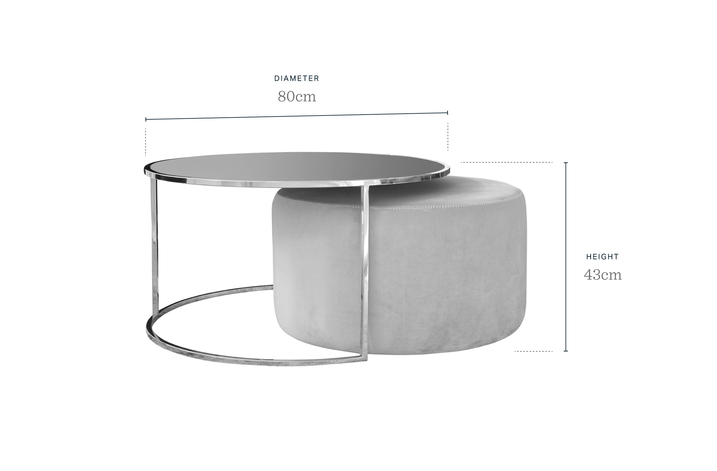 Thea Black Round Champagne Coffee Table Pouffe
