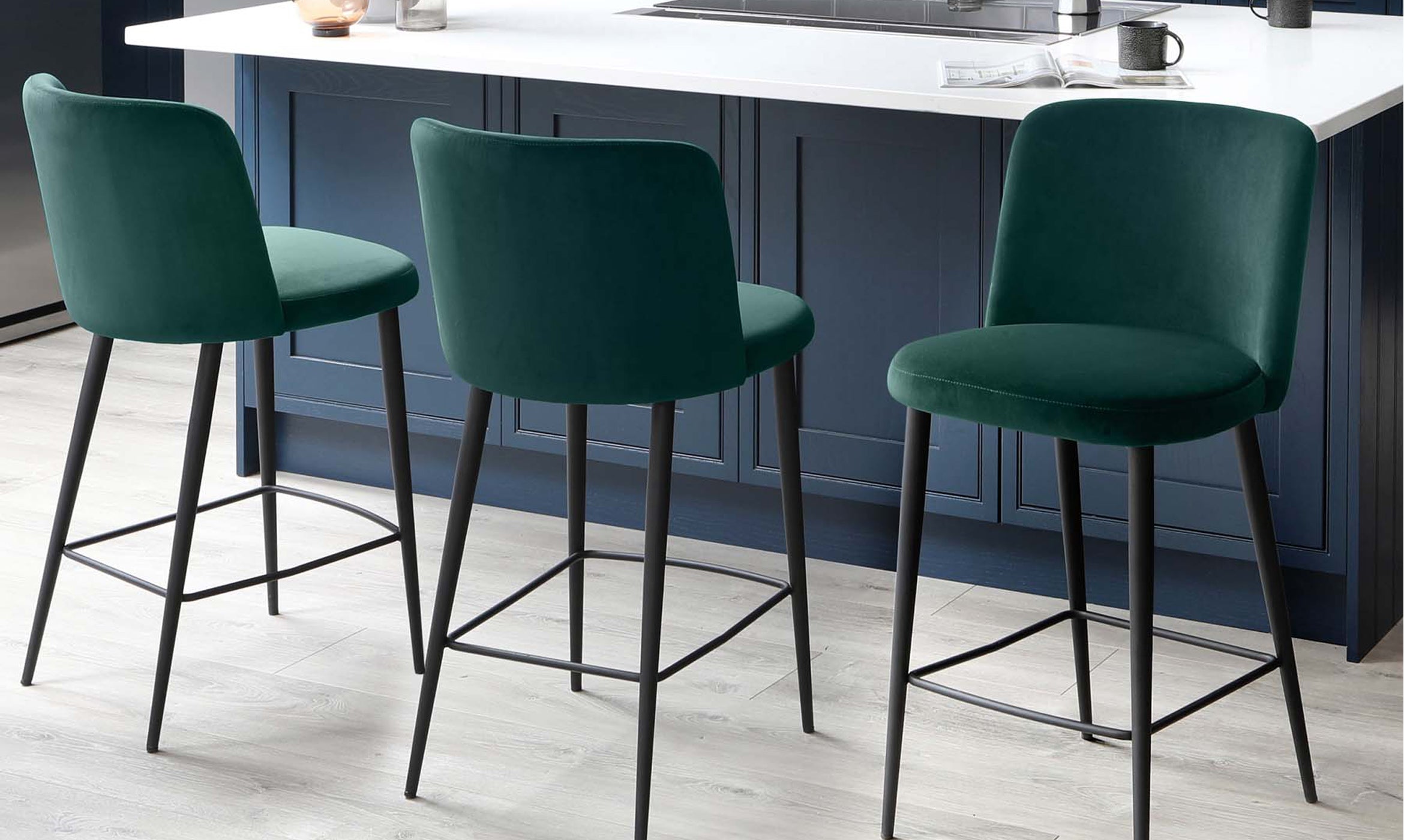 Trinny Dark Green Velvet Bar Stool