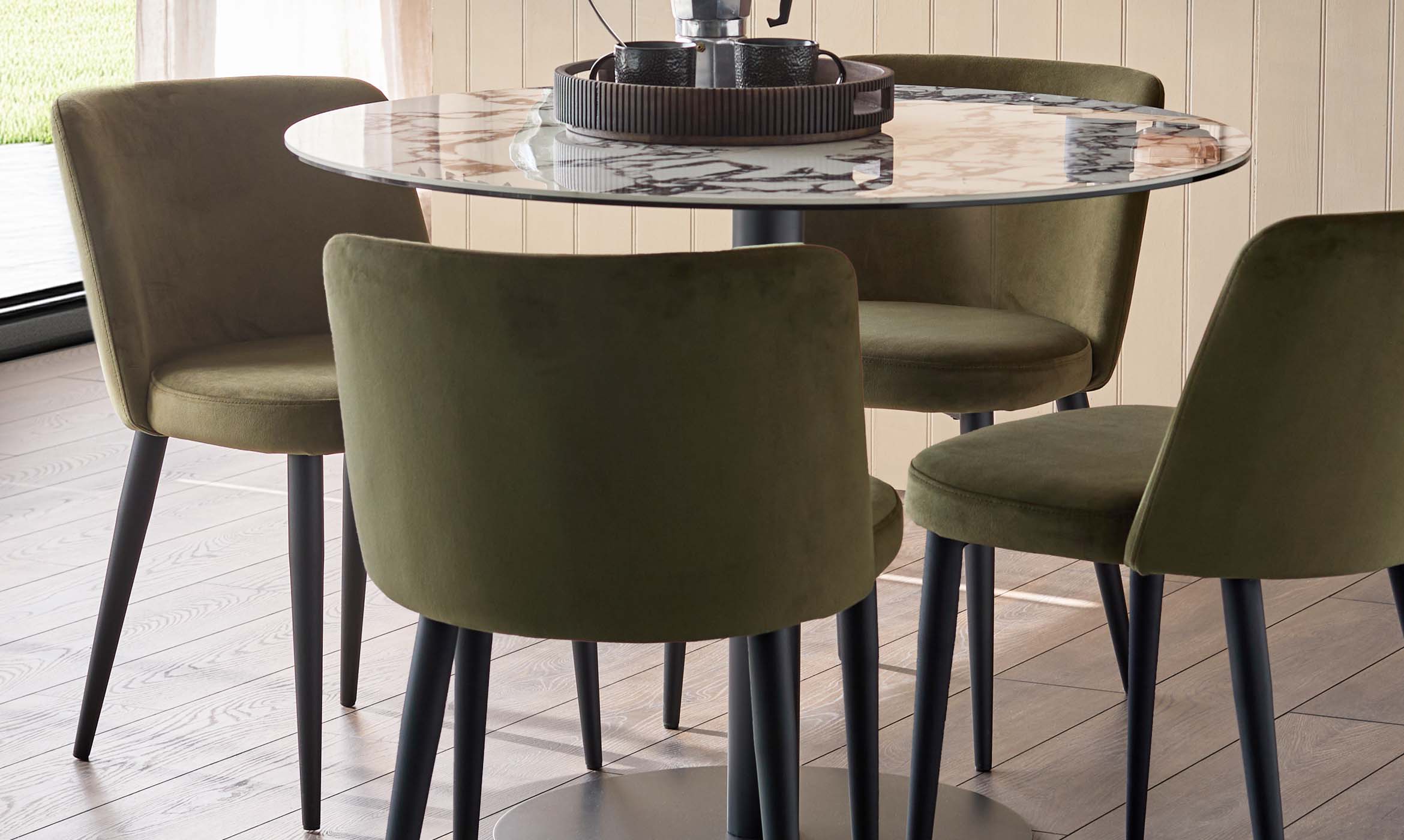 Trinny olive green velvet dining chair