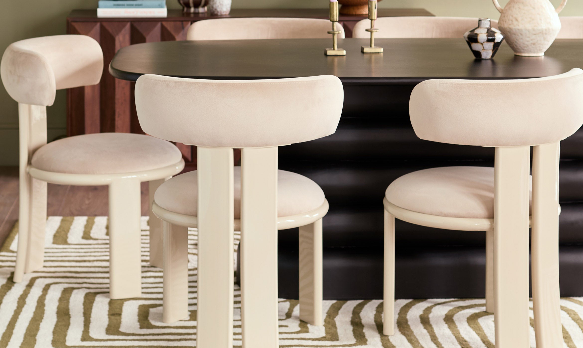Valerie champagne velvet dining chair