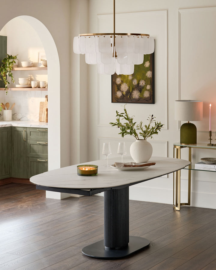 Vidal white ceramic 4 - 6 seater extending dining table