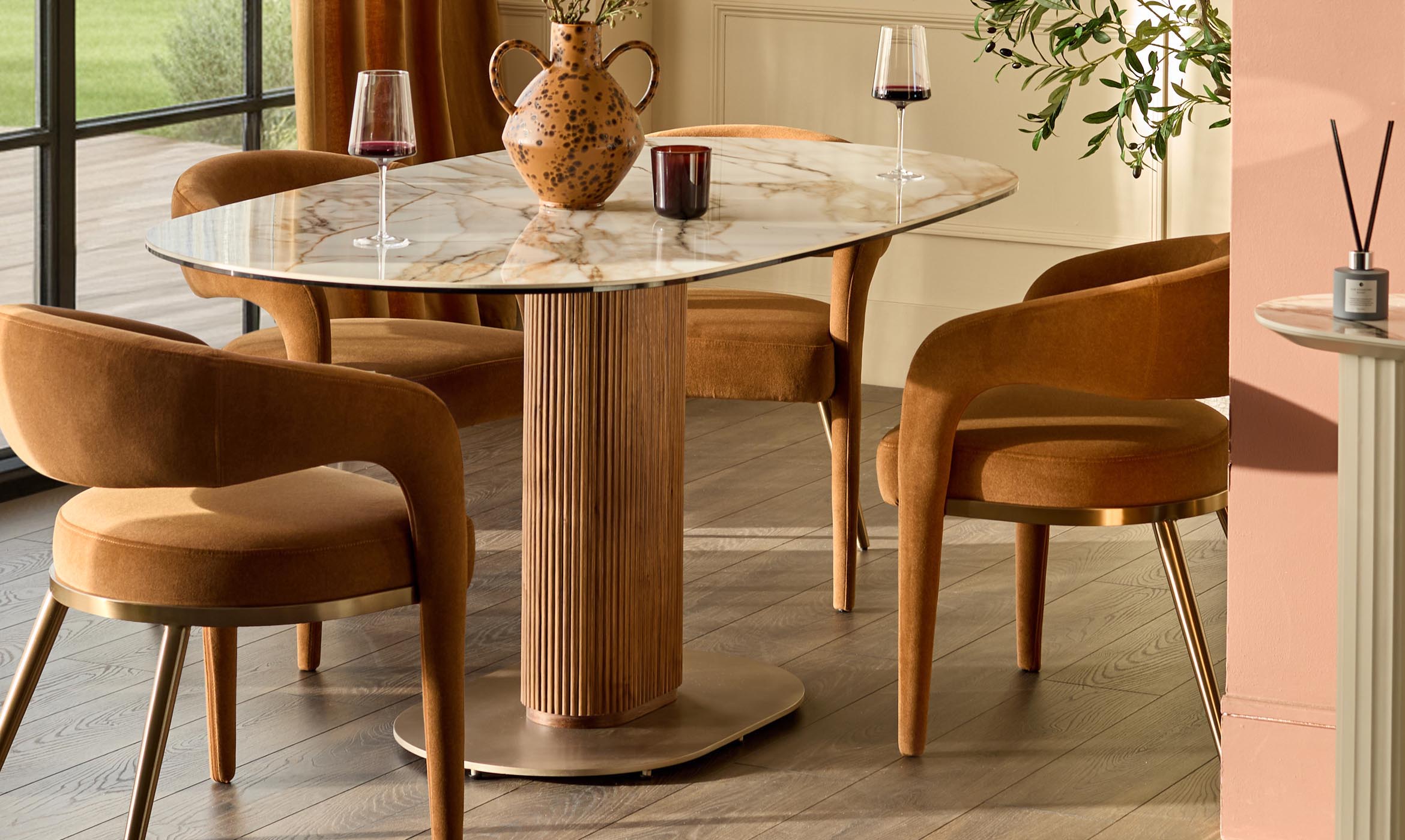 Vidal natural ceramic 6 seater dining table