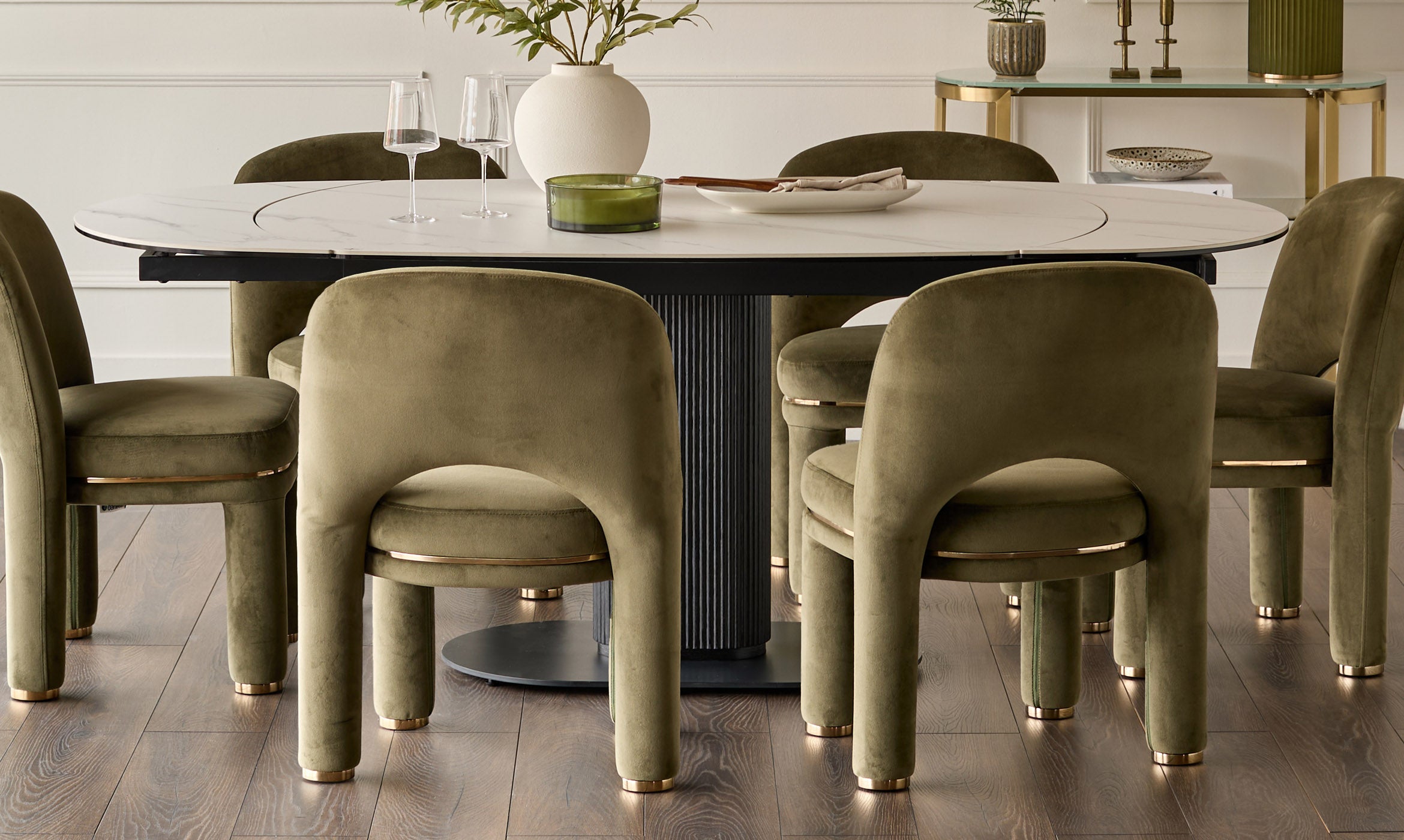 Shay olive green velvet dining chair