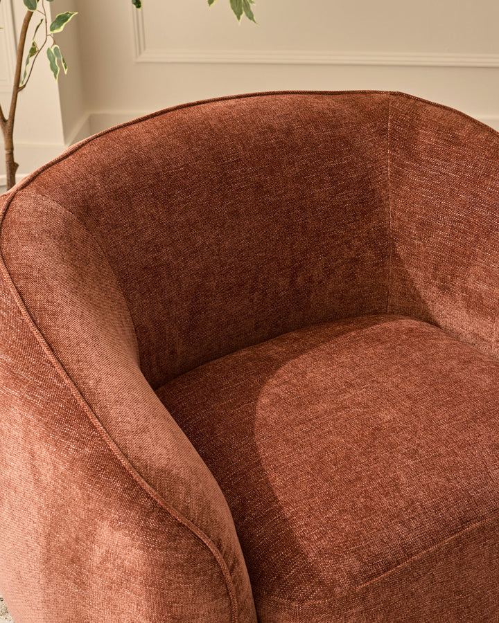 Zoey apricot chenille armchair