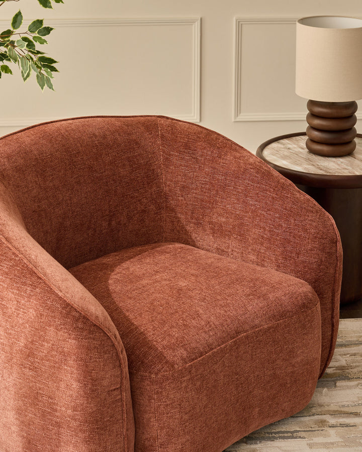 Zoey apricot chenille armchair