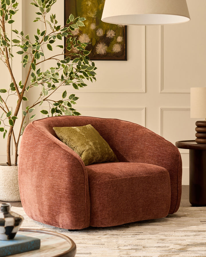 Zoey apricot chenille armchair