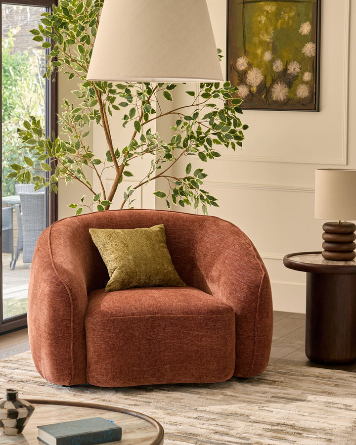 Zoey apricot chenille armchair