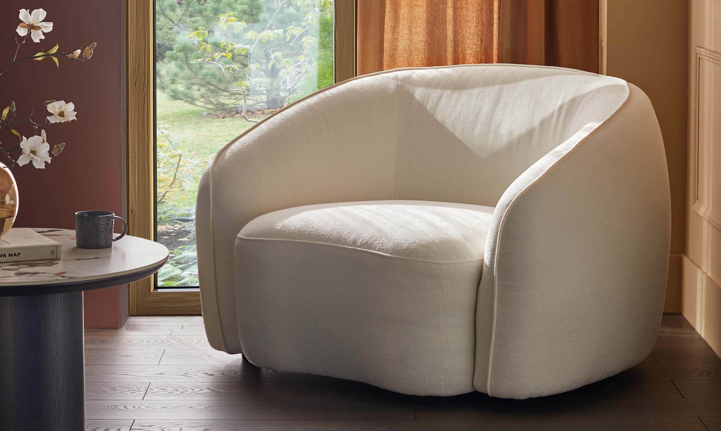 Zoey ivory boucle armchair