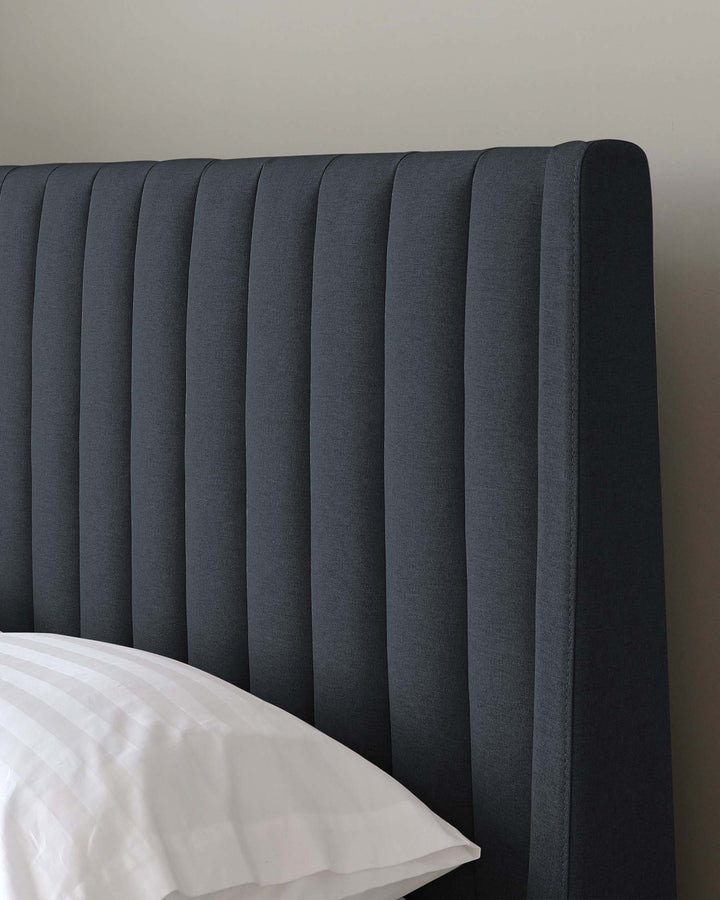 amalfi fabric double bed with storage navy