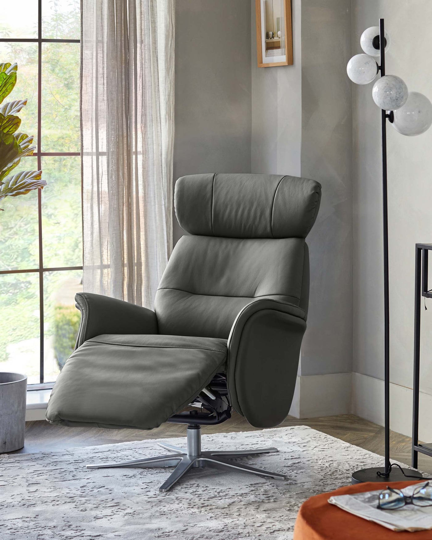 lincoln leather reclining swivel chair dark grey