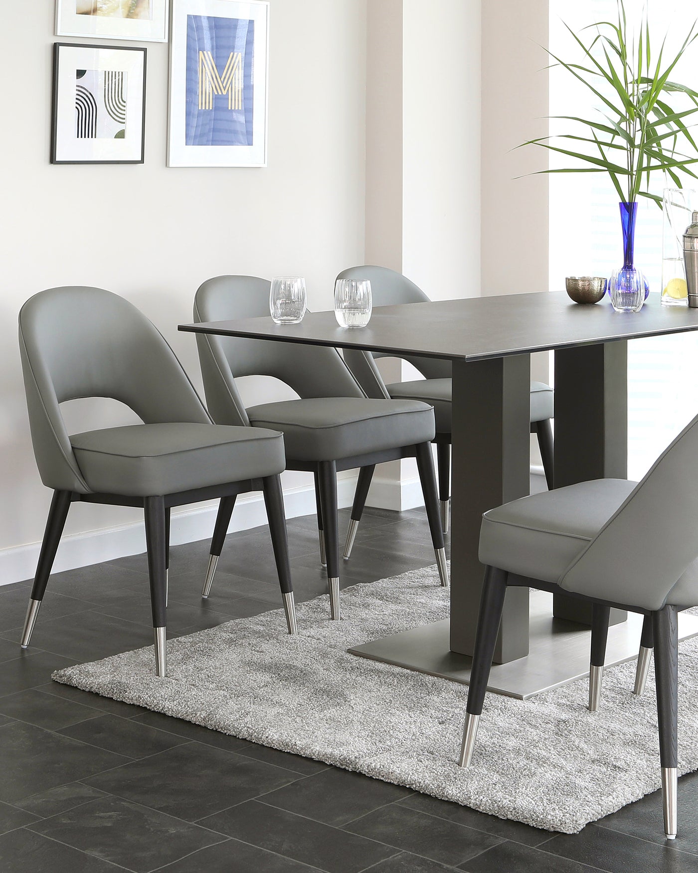 mia grey ceramic dining table and clover 6 seater dining set