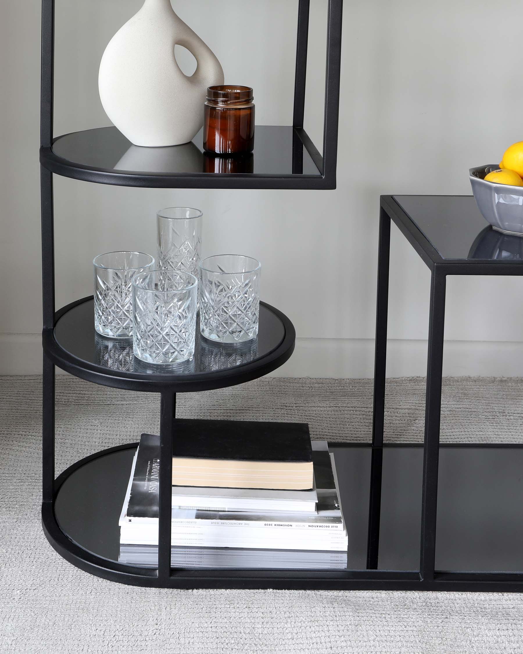 Monroe Black & Smoked Glass Console Table by